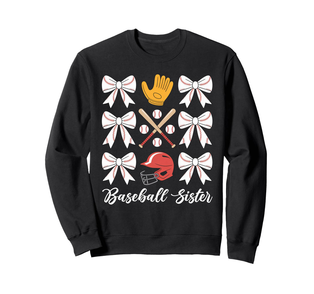 Baseball Sister Coquette Bow Sweatshirt - Streetwear Style for Adults - T-Shirt, Sweatshirt, Hoodie