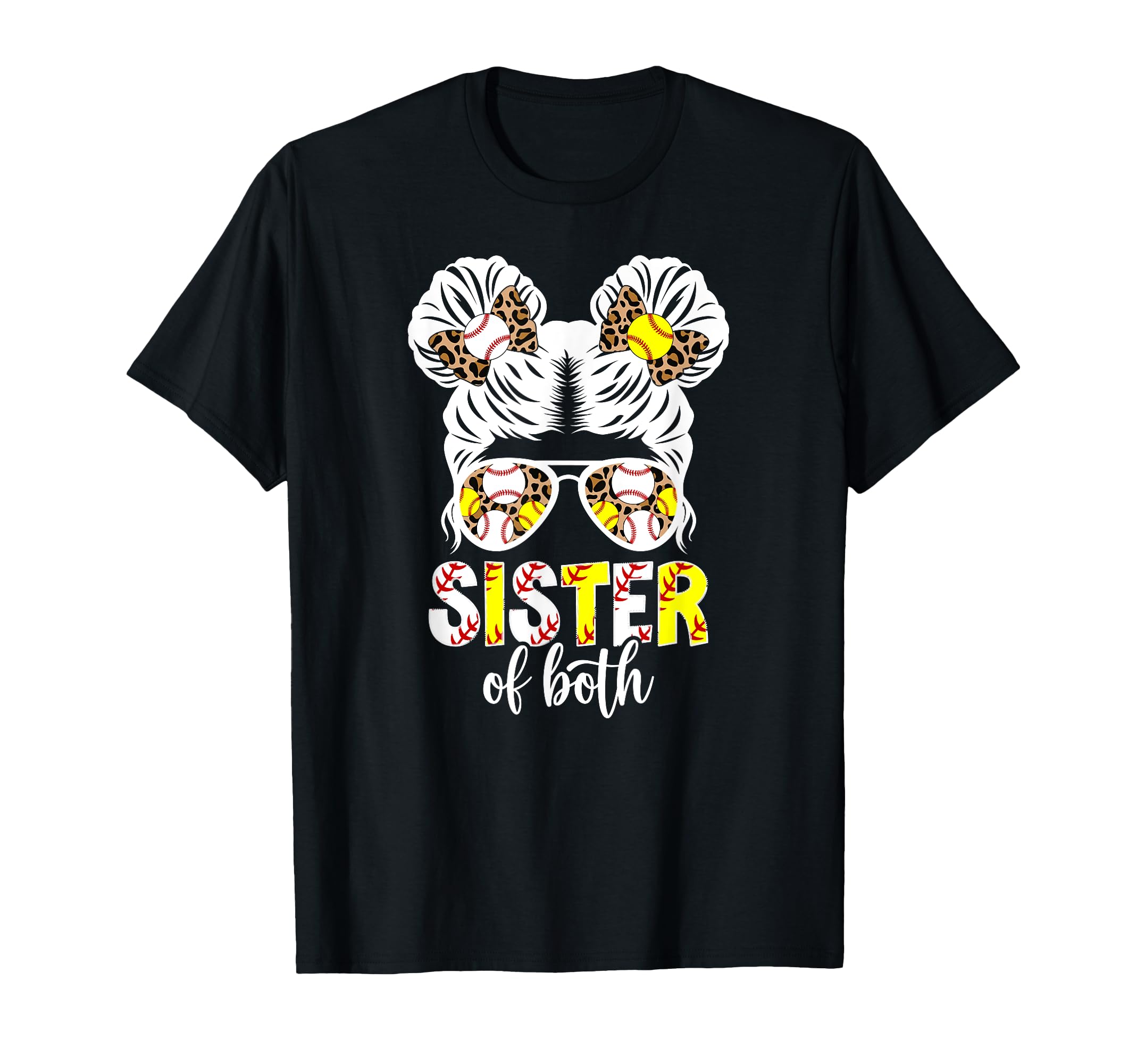 Sister Both Messy Bun Baseball T-Shirt - Trendy Graphic for Adults - T-Shirt, Sweatshirt, Hoodie