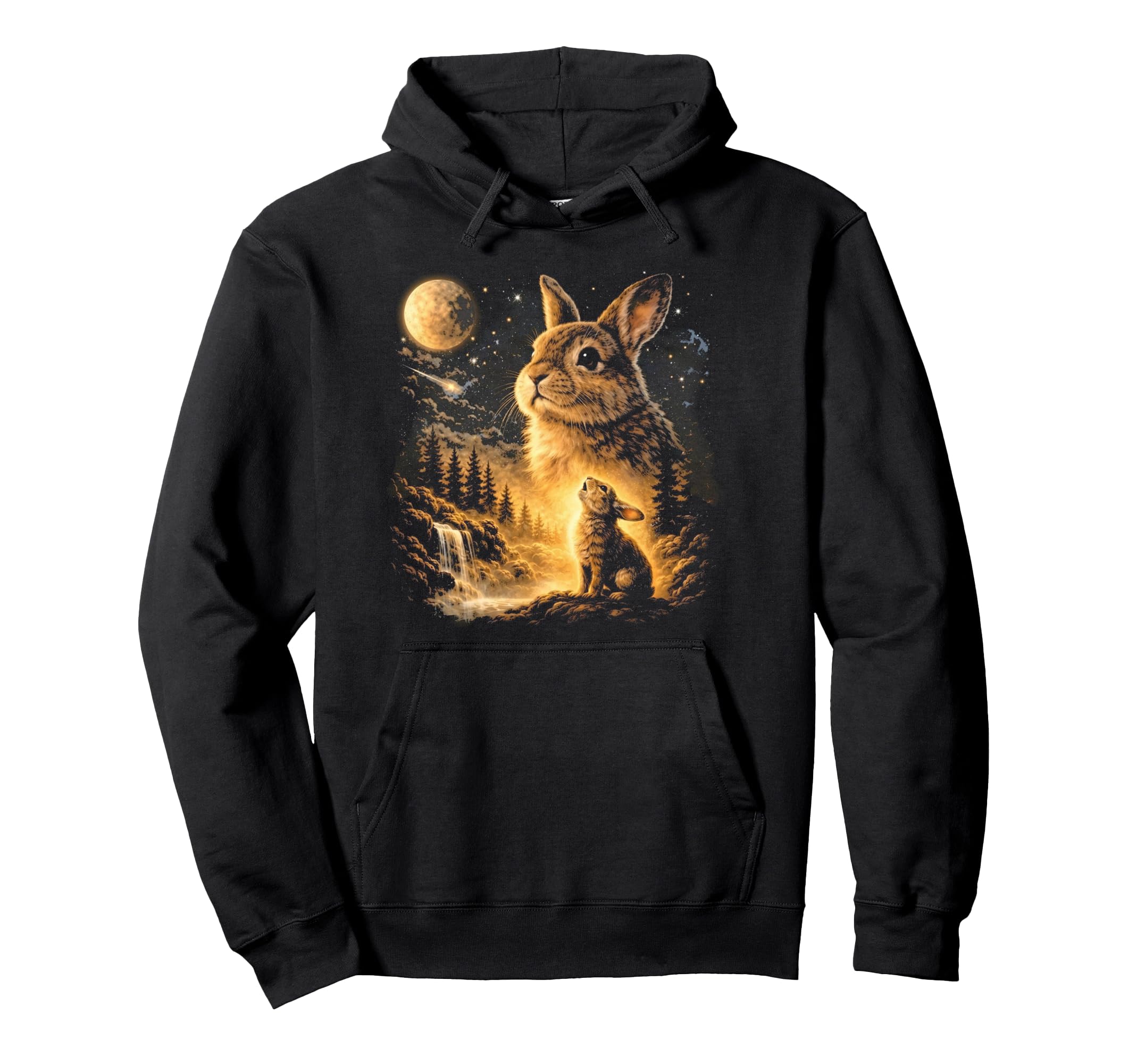 Howling Bunny To Moon 90S Funny Rabbit Hoodie - Unique Graphic Men Women - T-Shirt, Sweatshirt, Hoodie