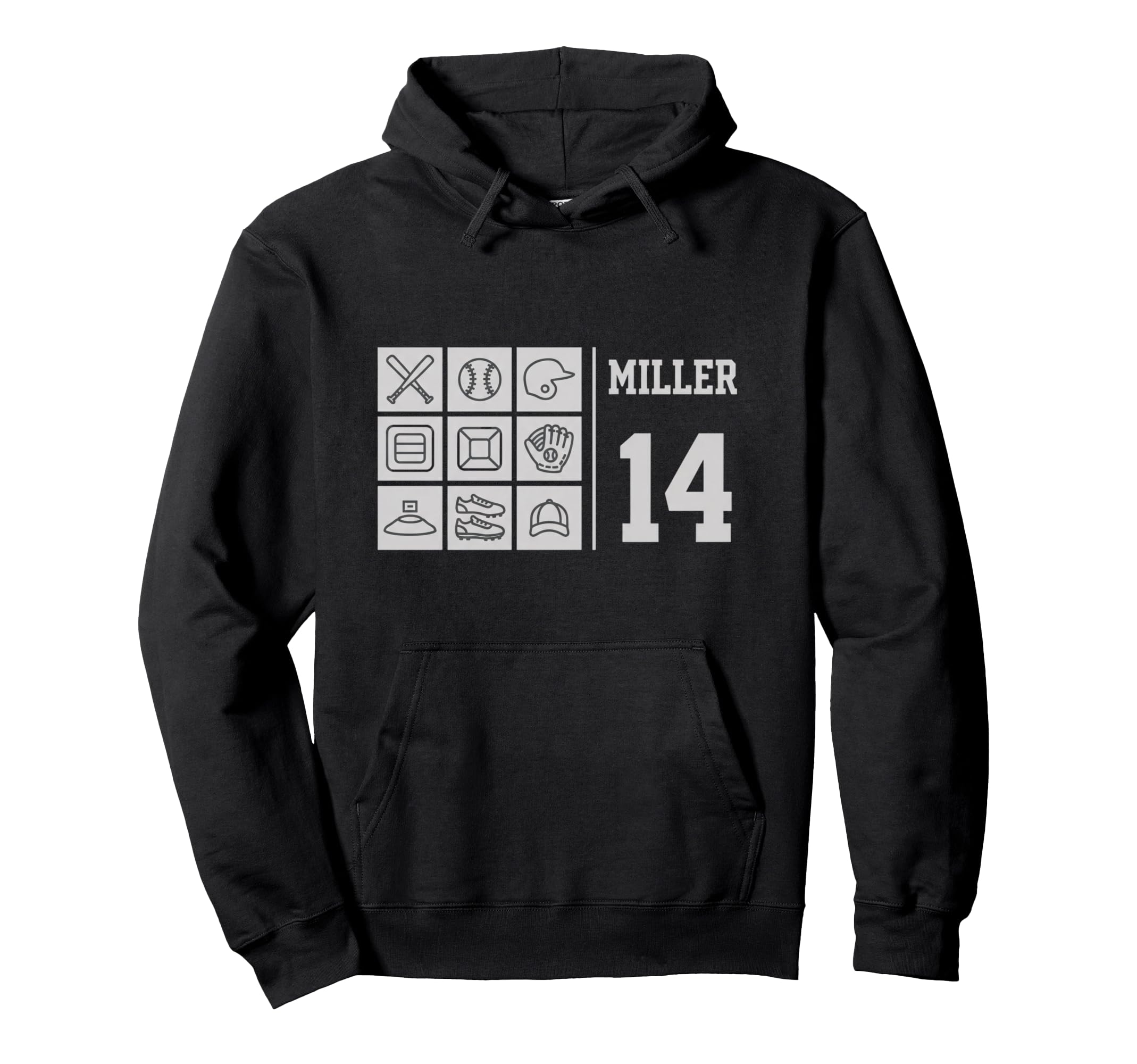 Miller 14 Baseball Mom Name Fan Hoodie - Unique Graphic Men Women - T-Shirt, Sweatshirt, Hoodie