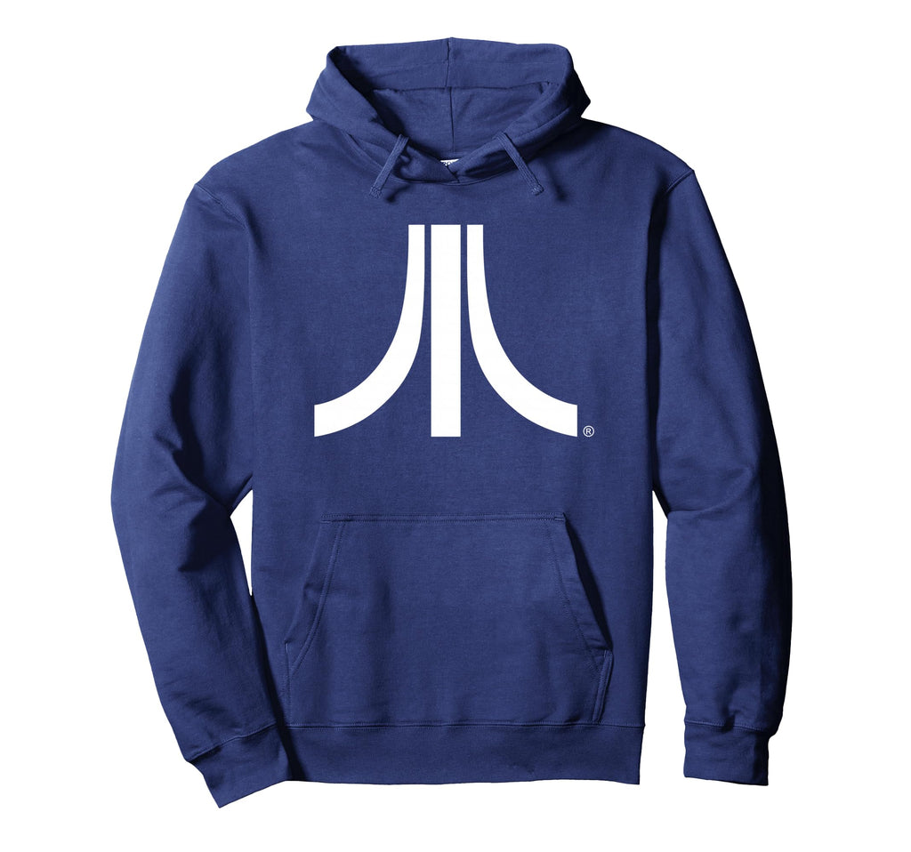 Atari White Logo 80S Gaming Fun Hoodie - Minimalist Print for Adults - T-Shirt, Sweatshirt, Hoodie