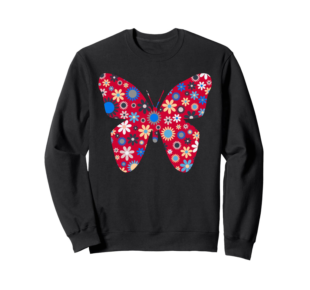 Large Butterfly Flowers Floral Sweatshirt - Streetwear Style for Adults - T-Shirt, Sweatshirt, Hoodie
