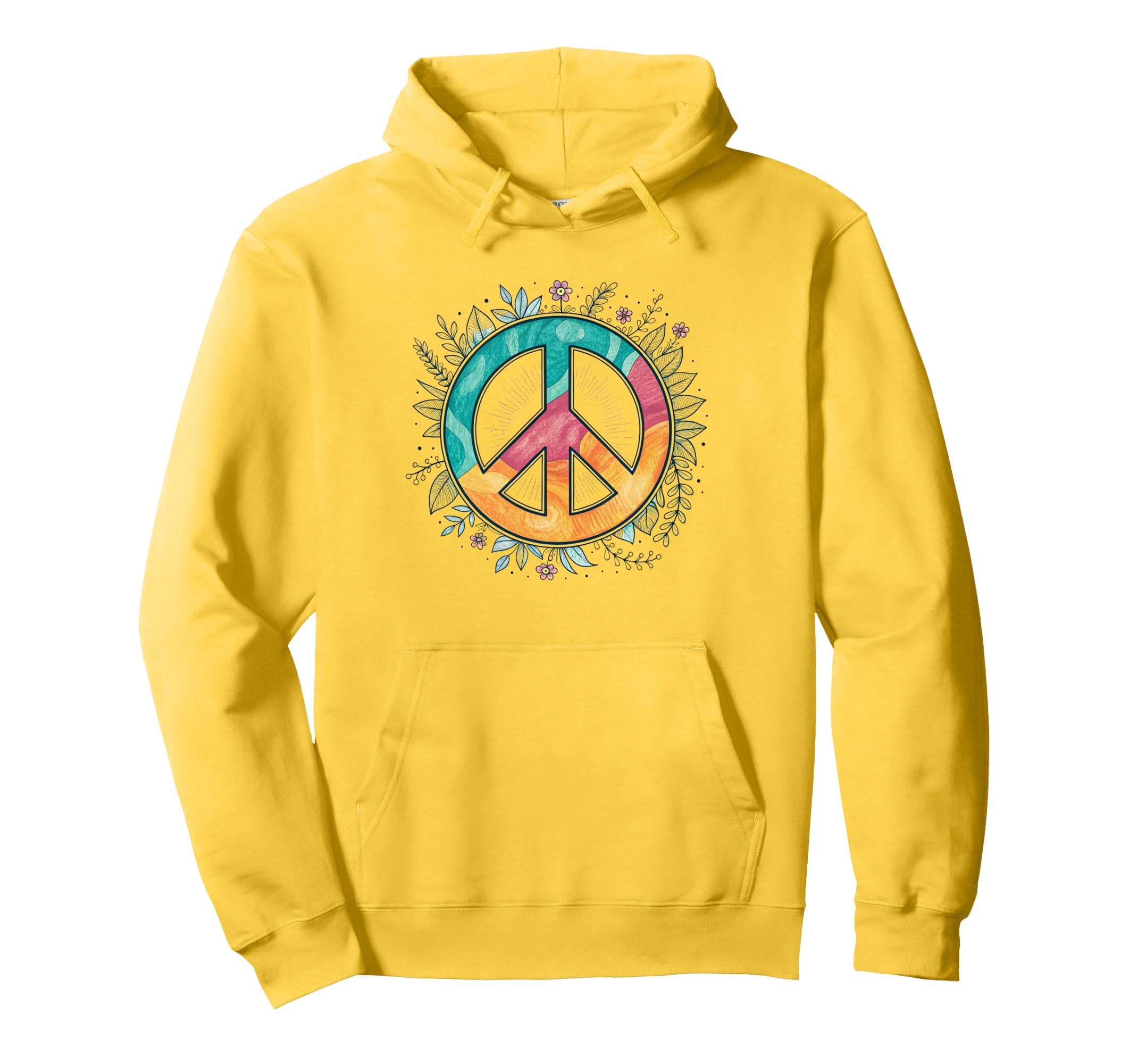 Peace Sign Hippie Floral Hoodie - Novelty Apparel for Adults - T-Shirt, Sweatshirt, Hoodie