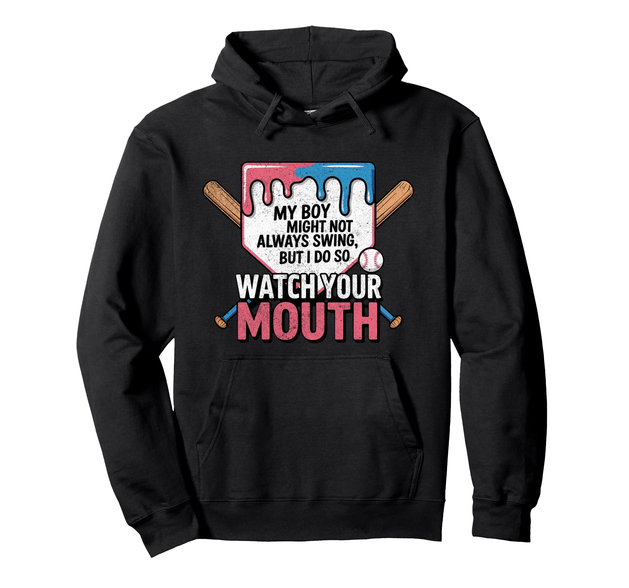 My Might Not Always Swing Baseball Hoodie - Fun Novelty Design Men Women - T-Shirt, Sweatshirt, Hoodie