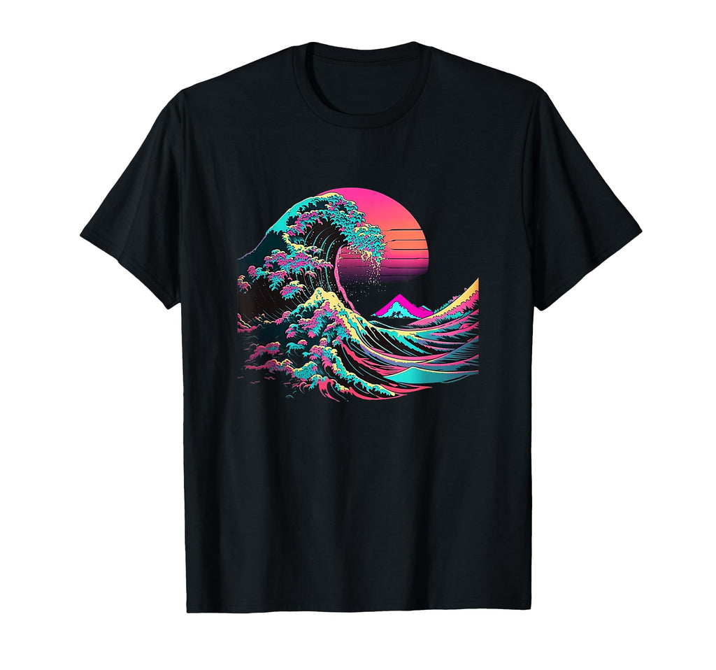 Vaperwave Aesthetic Glitch Great Wave T-Shirt - Streetwear Style Unisex - T-Shirt, Sweatshirt, Hoodie