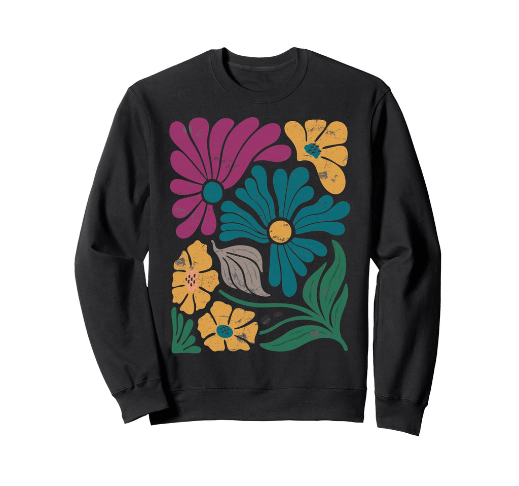 Boho Floral Art Botanical Block Sweatshirt - Fun Novelty Design Men Women - T-Shirt, Sweatshirt, Hoodie
