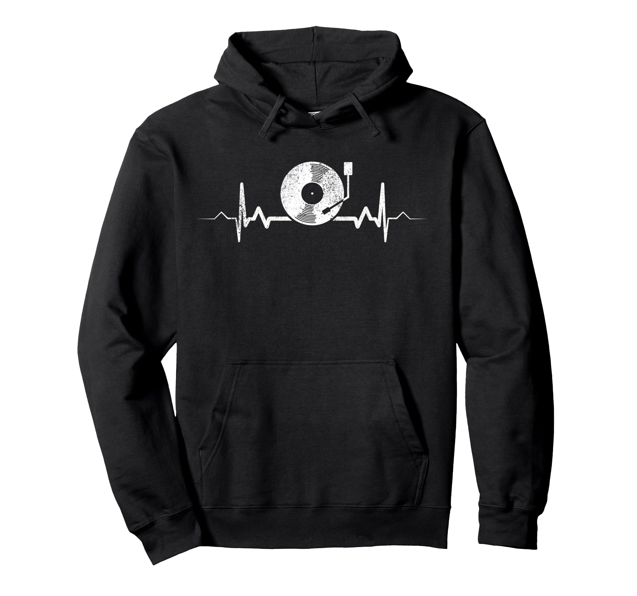 Vinyl Record Heartbeat Old School Dj Hoodie - Novelty Apparel Men Women - T-Shirt, Sweatshirt, Hoodie