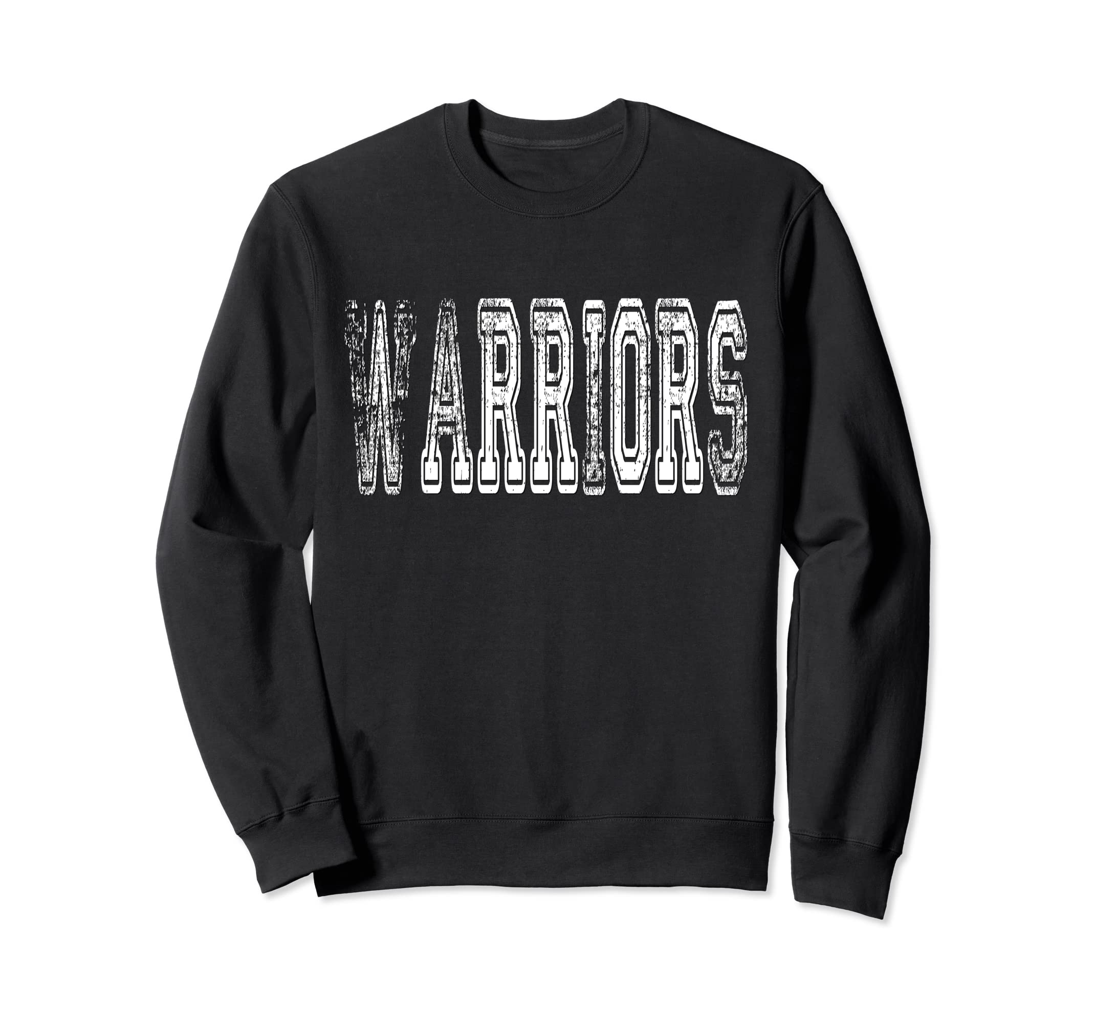 Warriors Mascot Distressed School Sweatshirt - Graphic Print for Adults - T-Shirt, Sweatshirt, Hoodie