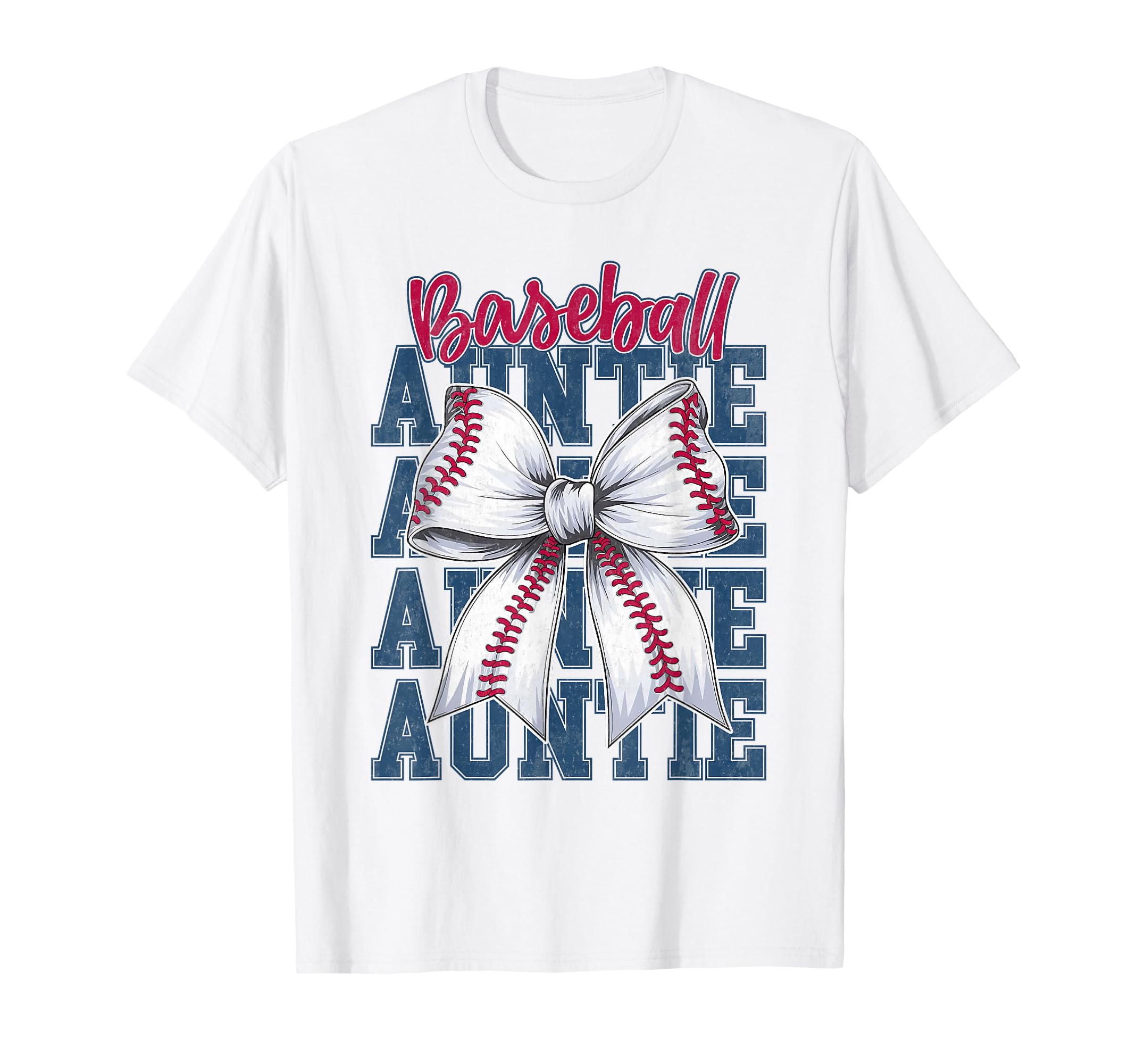 Baseball Auntie Aunt Baseball Bow T-Shirt - Novelty Apparel for Adults - T-Shirt, Sweatshirt, Hoodie