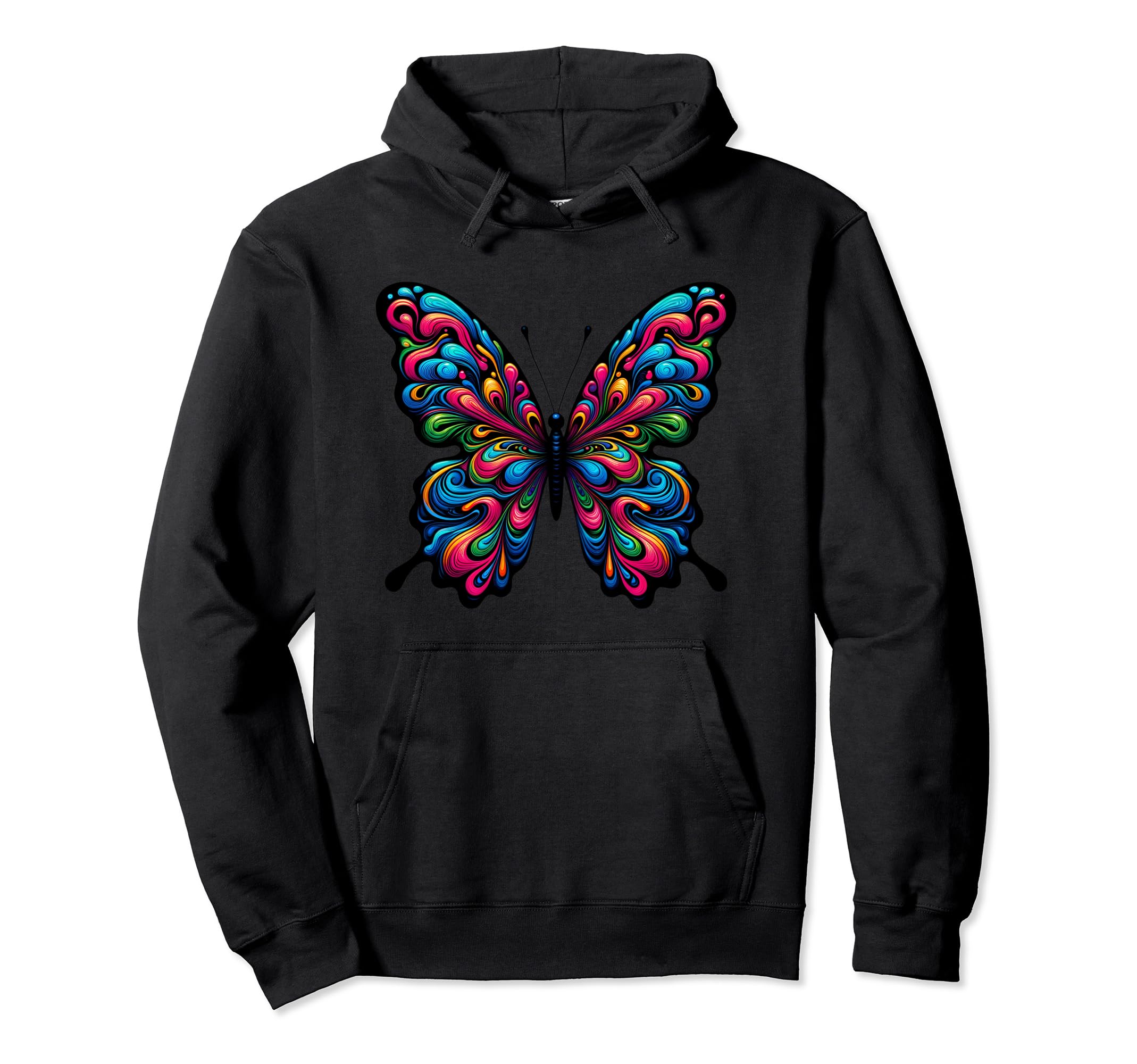 Butterfly Vibrant Psychedelic Color Hoodie - Novelty Apparel for Adults - T-Shirt, Sweatshirt, Hoodie