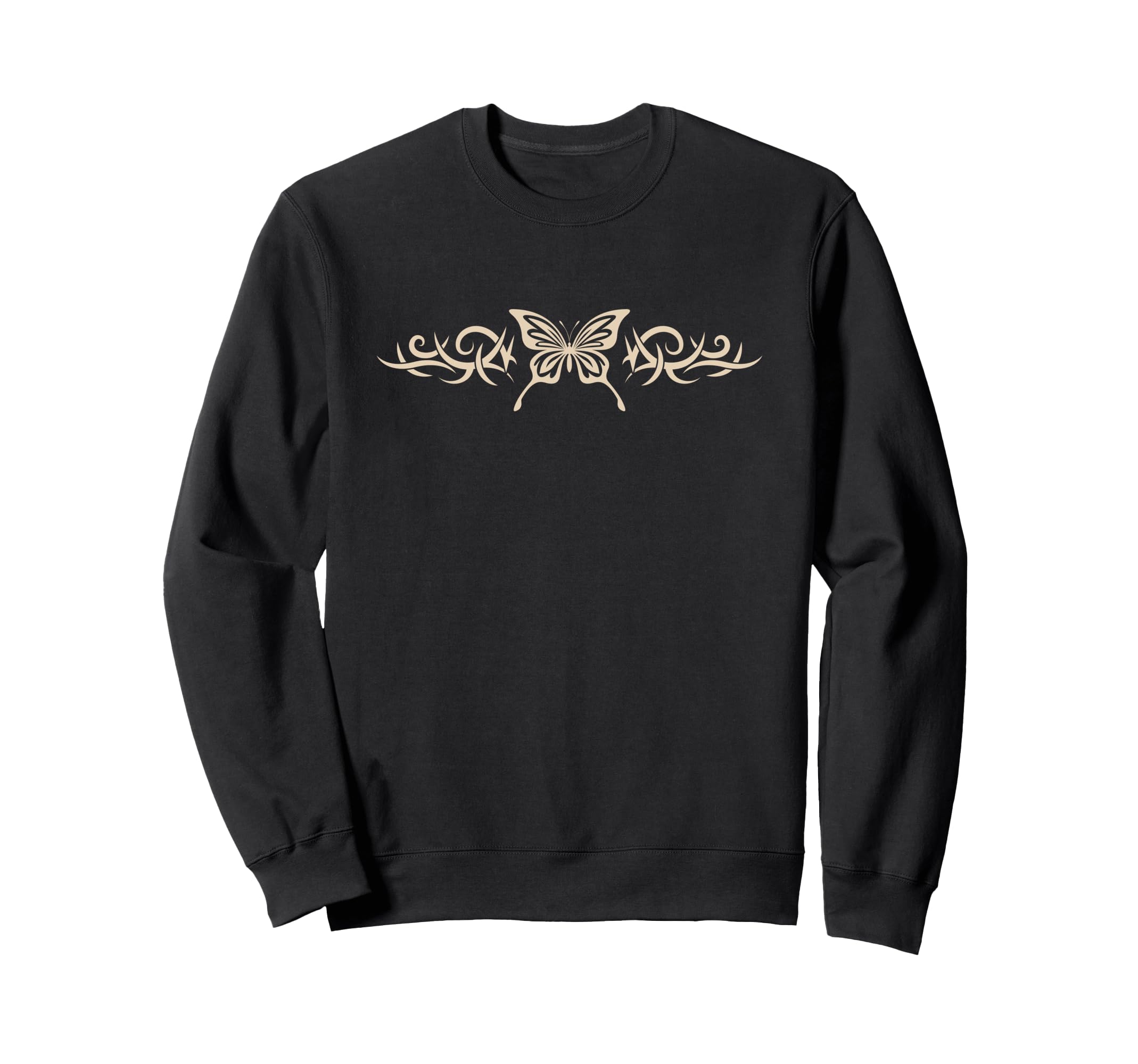 Butterfly Tattoo Fairycore Dark Sweatshirt - Minimalist Print for Adults - T-Shirt, Sweatshirt, Hoodie