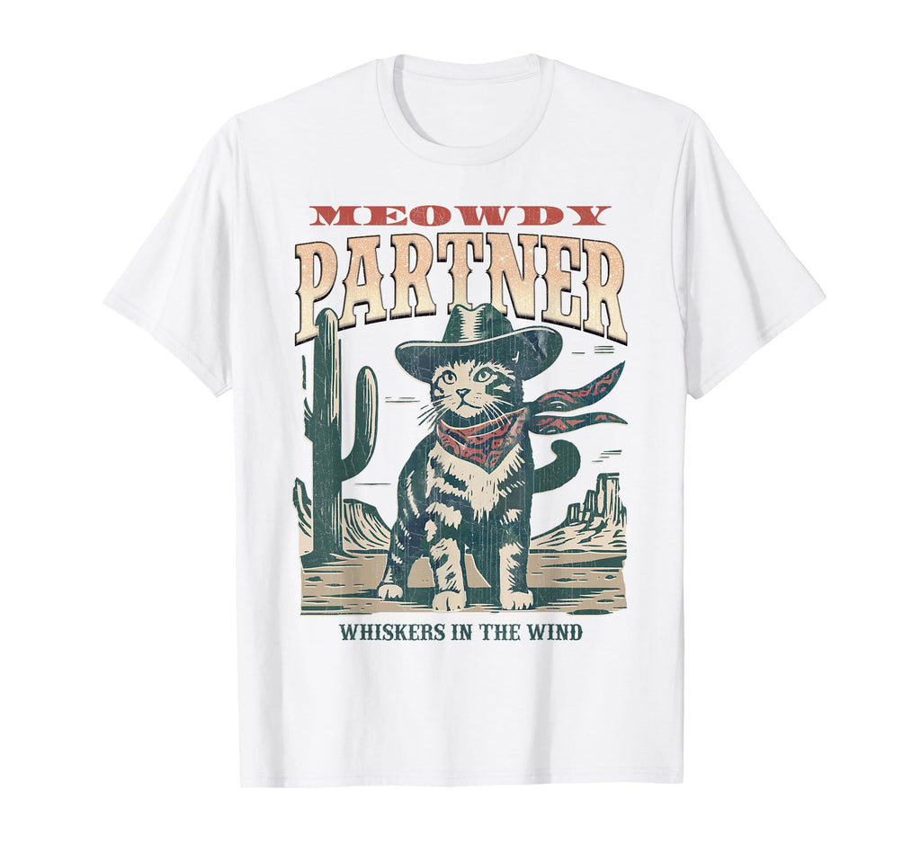 Meowdy Partner Cowboy Cat Funny T-Shirt - Trendy Graphic for Adults - T-Shirt, Sweatshirt, Hoodie