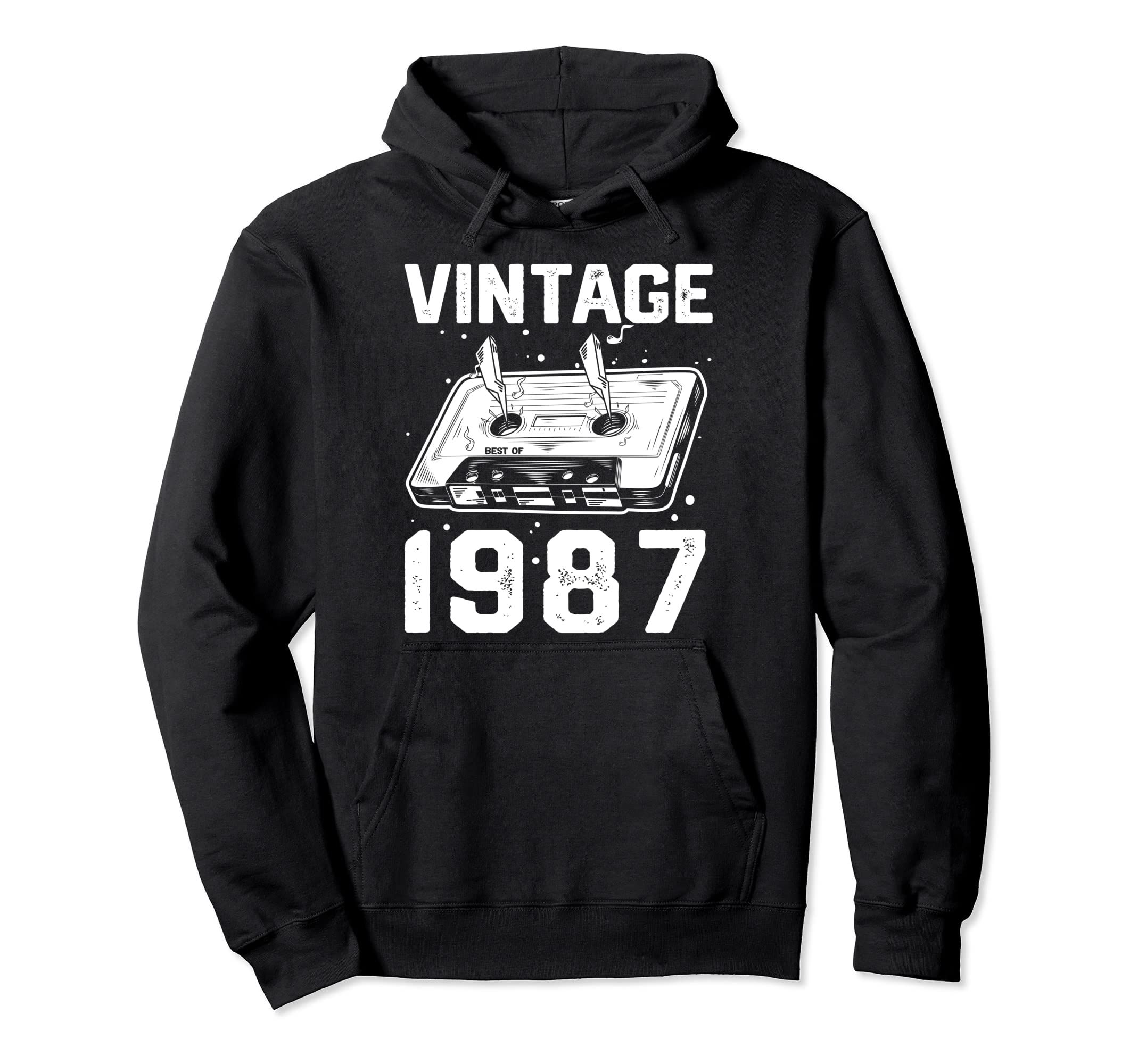 Birthday Best 1987 Bday 1987 Cassette Hoodie - Minimalist Print for Adults - T-Shirt, Sweatshirt, Hoodie