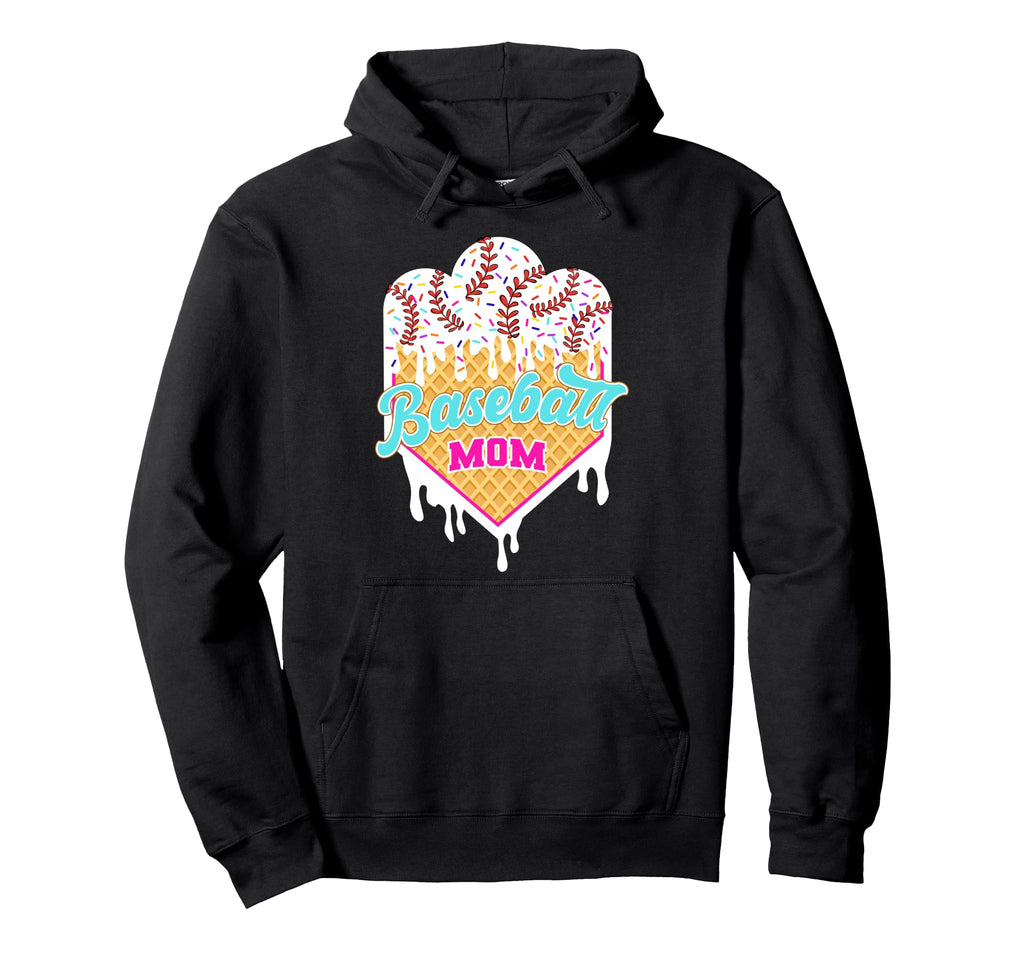 Baseball Mom Ice Cream Drip Mama Hoodie - Fun Novelty Design Unisex - T-Shirt, Sweatshirt, Hoodie