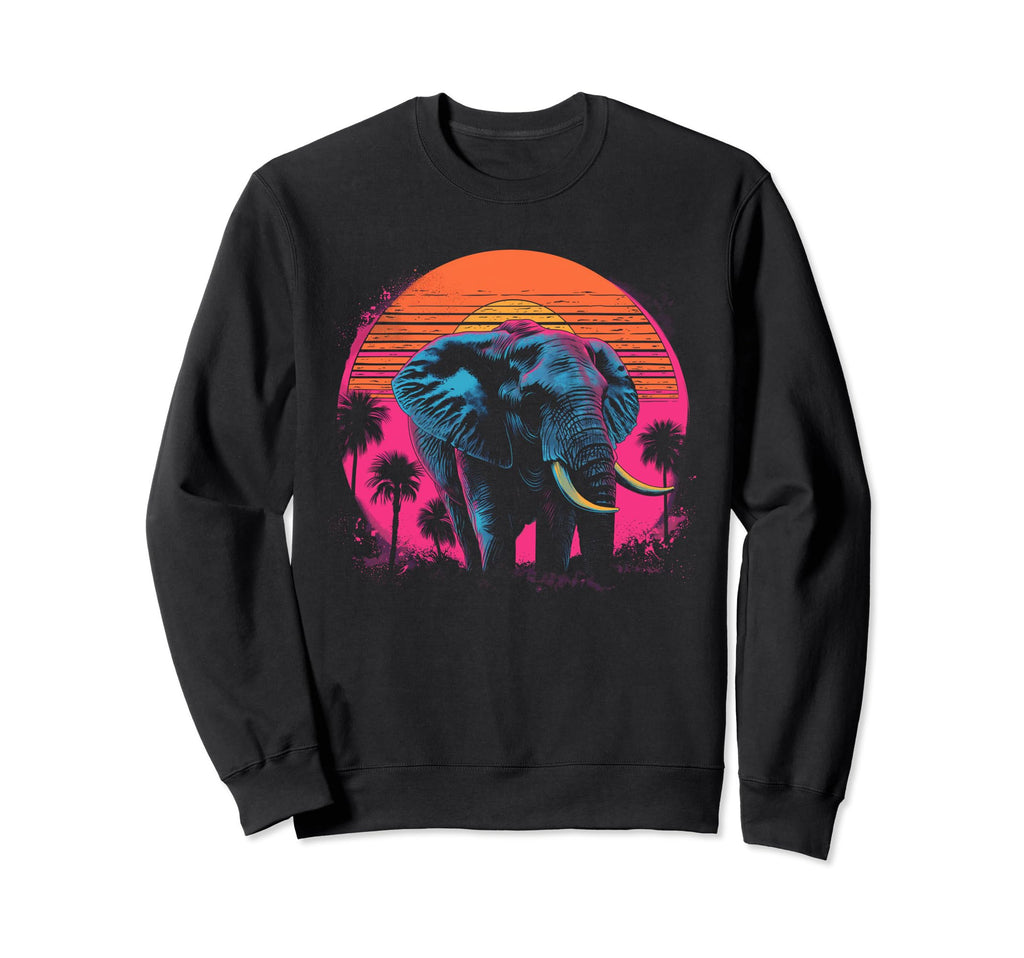 Elephant Vaporwave Aesthetic Sweatshirt - Custom Art Print Men Women - T-Shirt, Sweatshirt, Hoodie