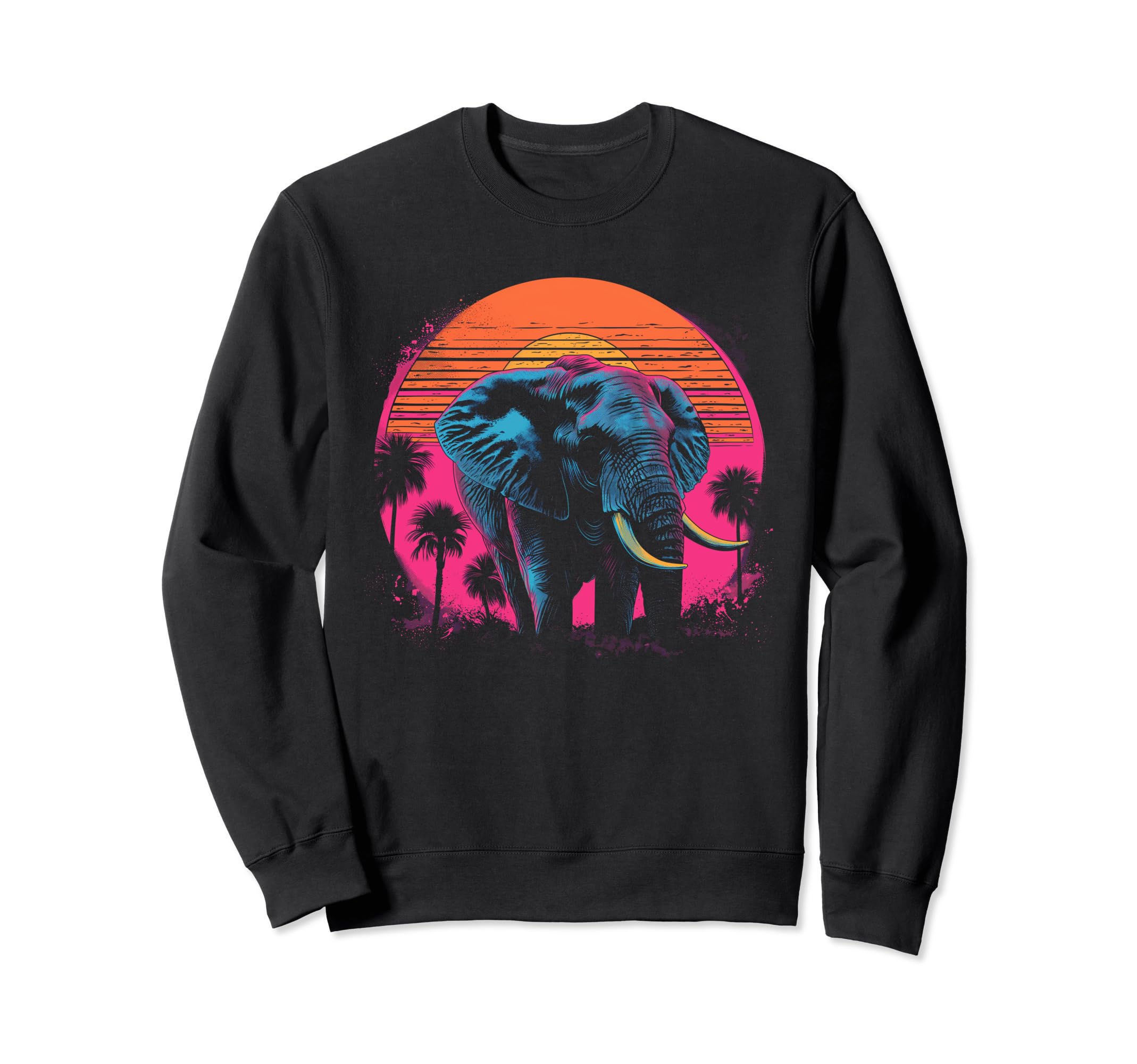 Elephant Vaporwave Aesthetic Sweatshirt - Custom Art Print Men Women - T-Shirt, Sweatshirt, Hoodie