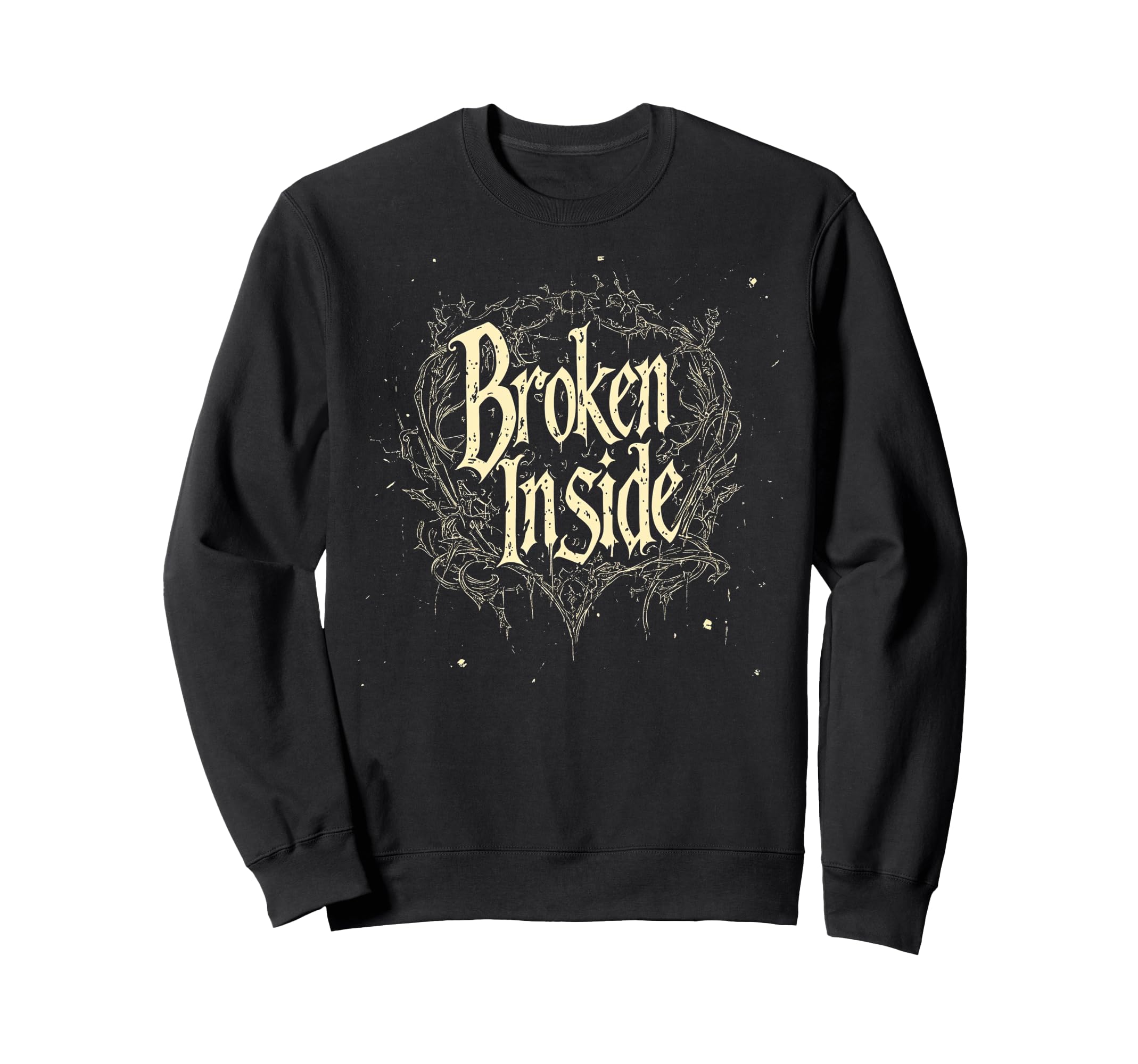 Broken Inside Y2K Emo Aesthetic Sweatshirt - Novelty Apparel for Adults - T-Shirt, Sweatshirt, Hoodie