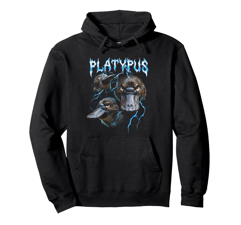 Platypus 90S Heavy Metal Platypus Hoodie - Fun Novelty Design Unisex - T-Shirt, Sweatshirt, Hoodie