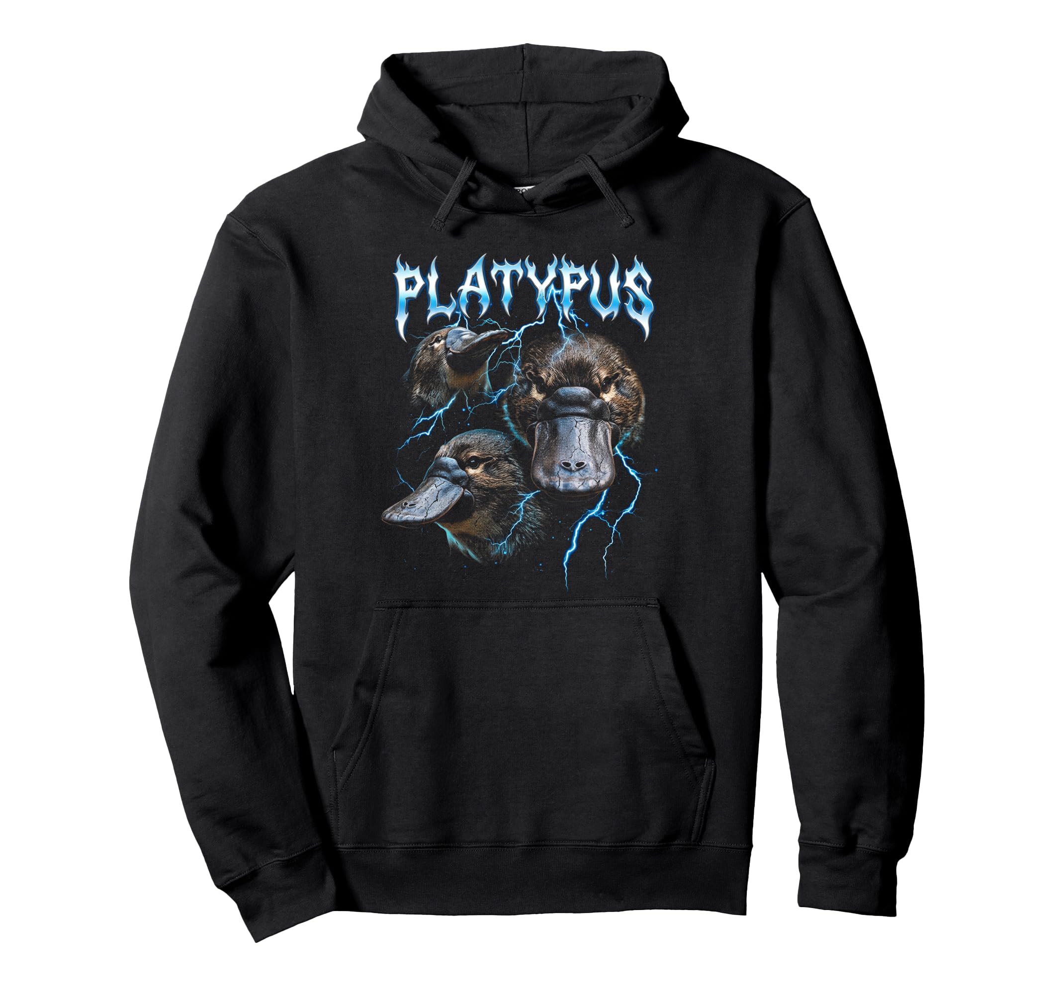 Platypus 90S Heavy Metal Platypus Hoodie - Fun Novelty Design Unisex - T-Shirt, Sweatshirt, Hoodie