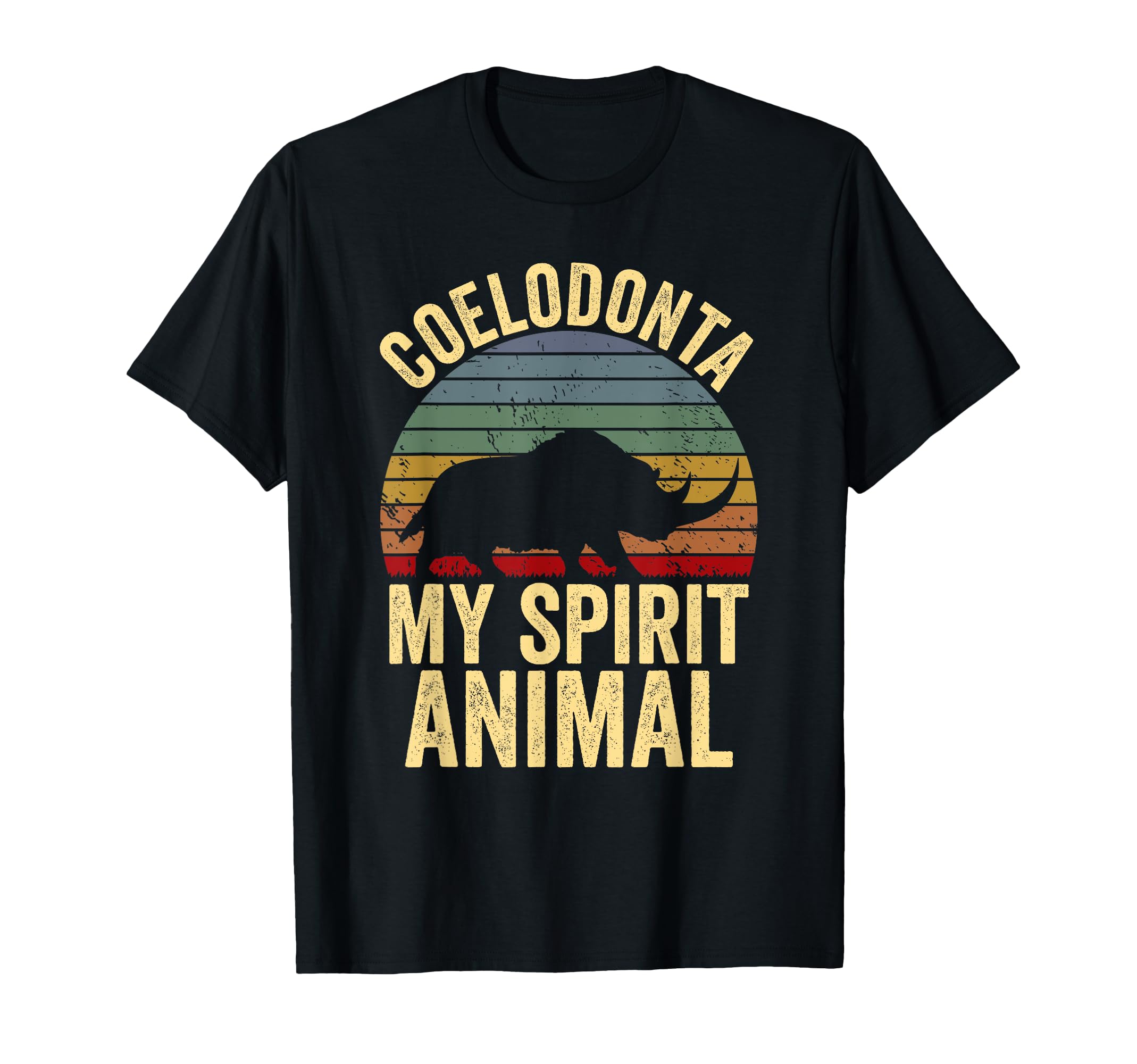 Coelodonta Woolly Rhino Sunset T-Shirt - Casual Everyday Wear Men Women - T-Shirt, Sweatshirt, Hoodie