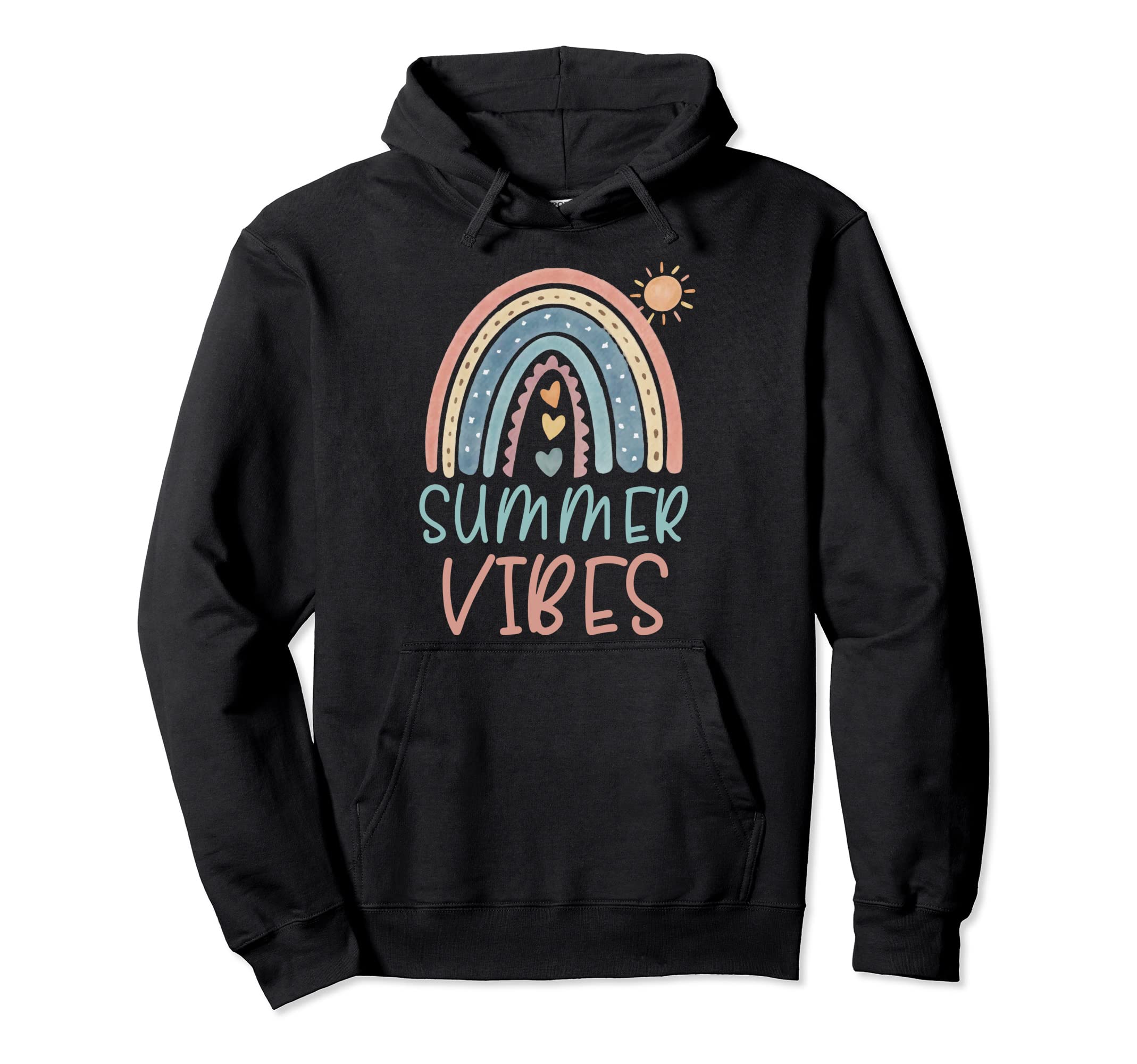 Summer Vibes Boho Rainbow Sun Beach Hoodie - Novelty Apparel Unisex - T-Shirt, Sweatshirt, Hoodie