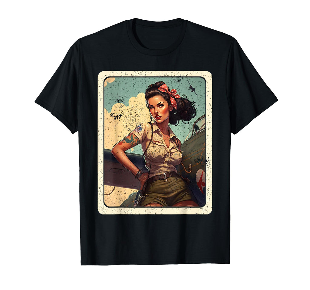 Beautiful Pin Up Wwii T-Shirt - Trendy Graphic for Adults - T-Shirt, Sweatshirt, Hoodie