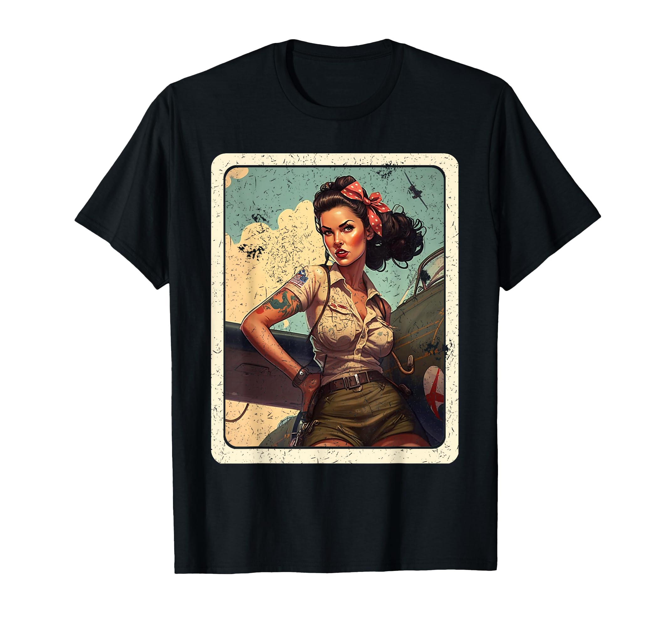 Beautiful Pin Up Wwii T-Shirt - Trendy Graphic for Adults - T-Shirt, Sweatshirt, Hoodie