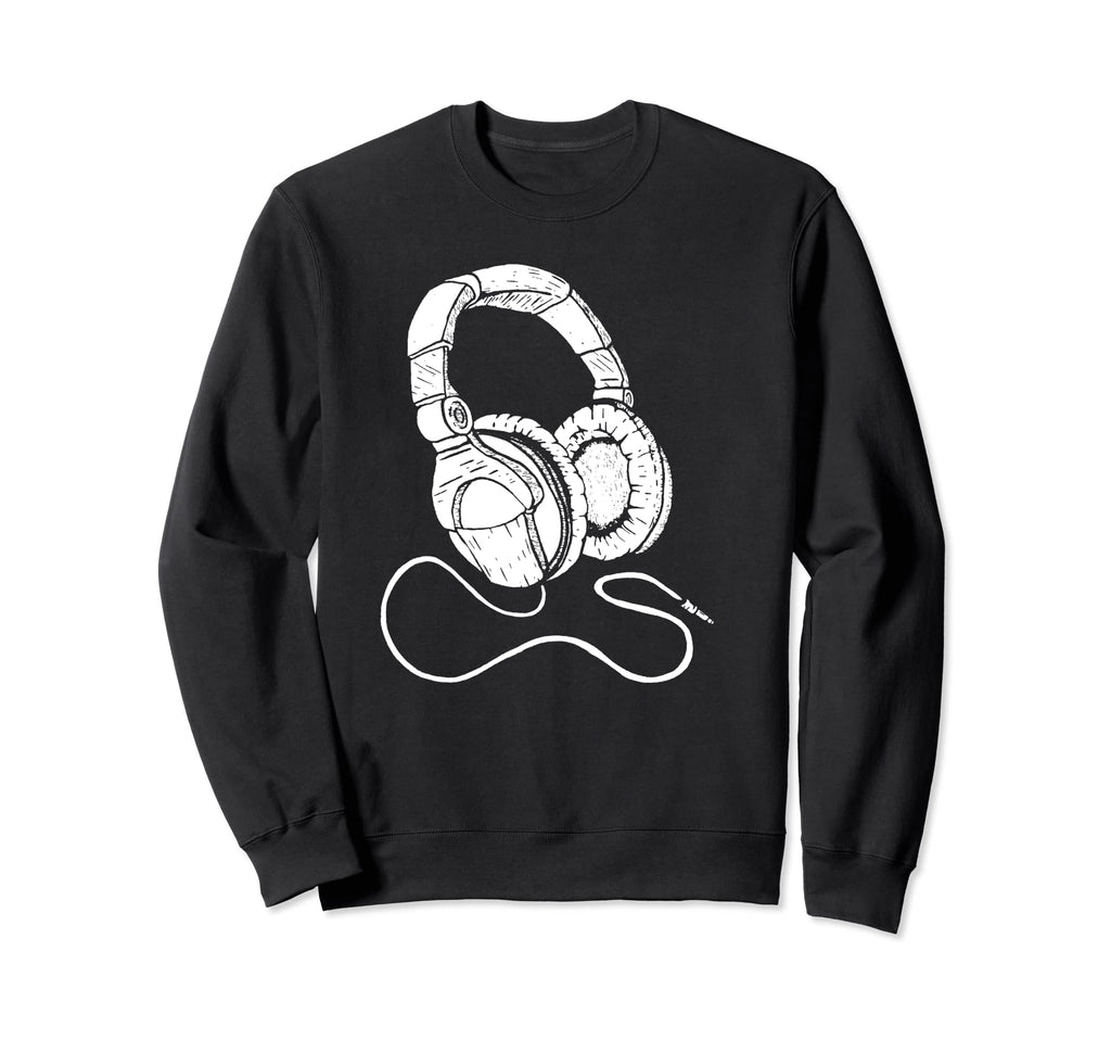 Hip Hop Over Ear Headphones Old Sweatshirt - Trendy Graphic Men Women - T-Shirt, Sweatshirt, Hoodie