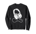 Hip Hop Over Ear Headphones Old Sweatshirt - Trendy Graphic Men Women - T-Shirt, Sweatshirt, Hoodie