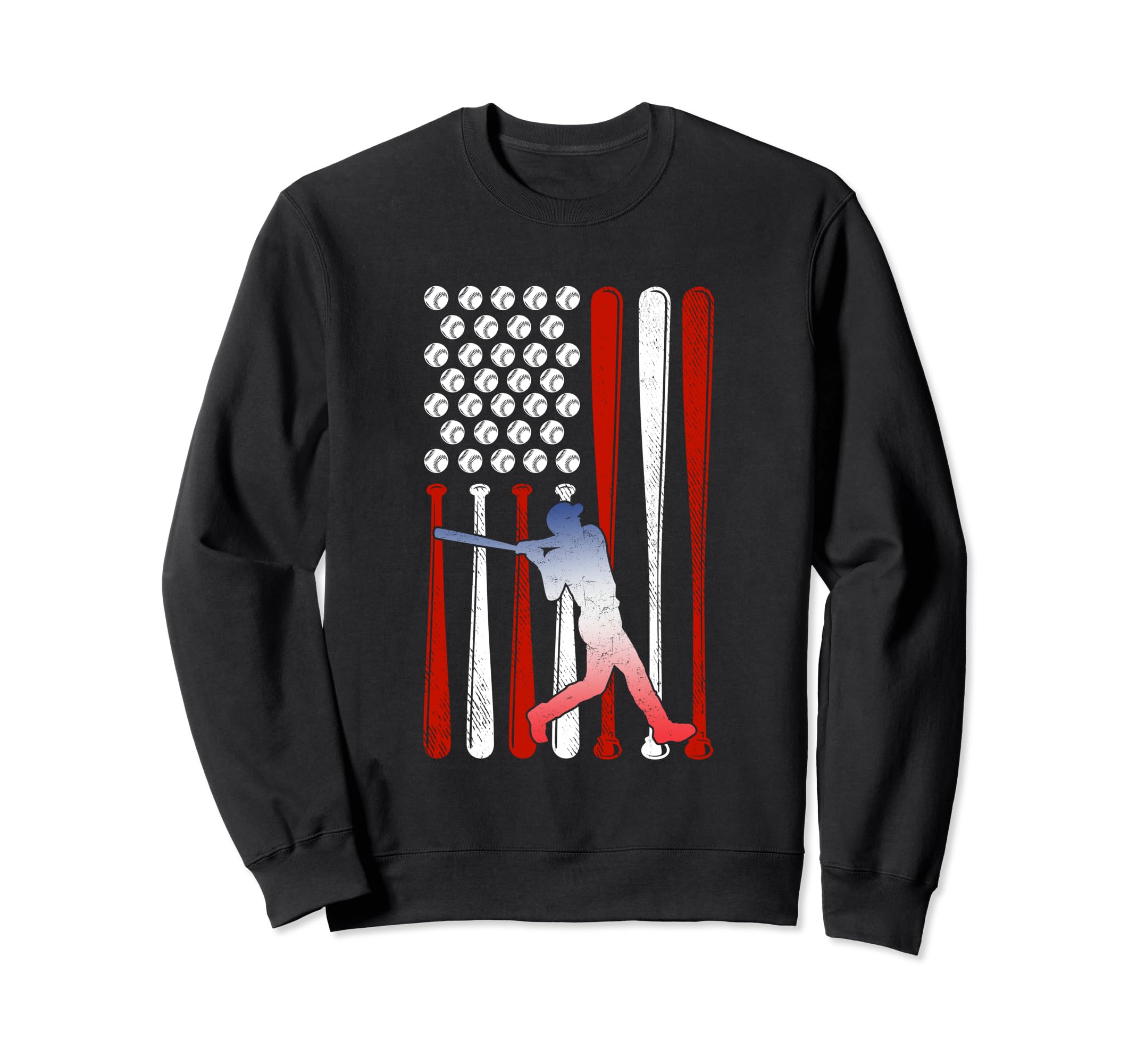 Baseball American Flag Softball Dad Sweatshirt - Unique Graphic for Adults - T-Shirt, Sweatshirt, Hoodie