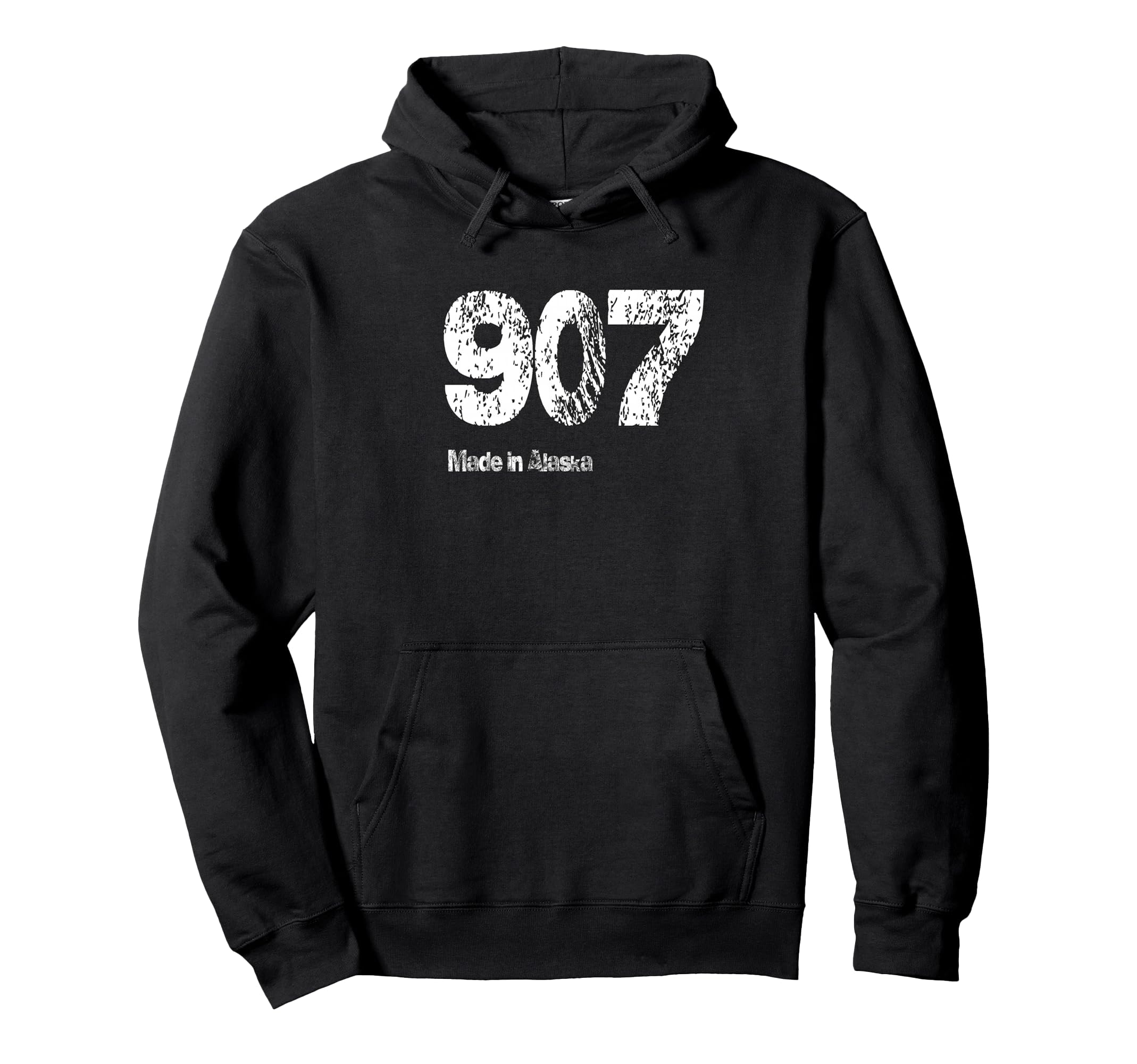 907 Made Alaska Distressed Hoodie - Novelty Apparel Men Women - T-Shirt, Sweatshirt, Hoodie