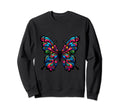 Butterfly Vibrant Psychedelic Color Sweatshirt - Unique Graphic Unisex - T-Shirt, Sweatshirt, Hoodie