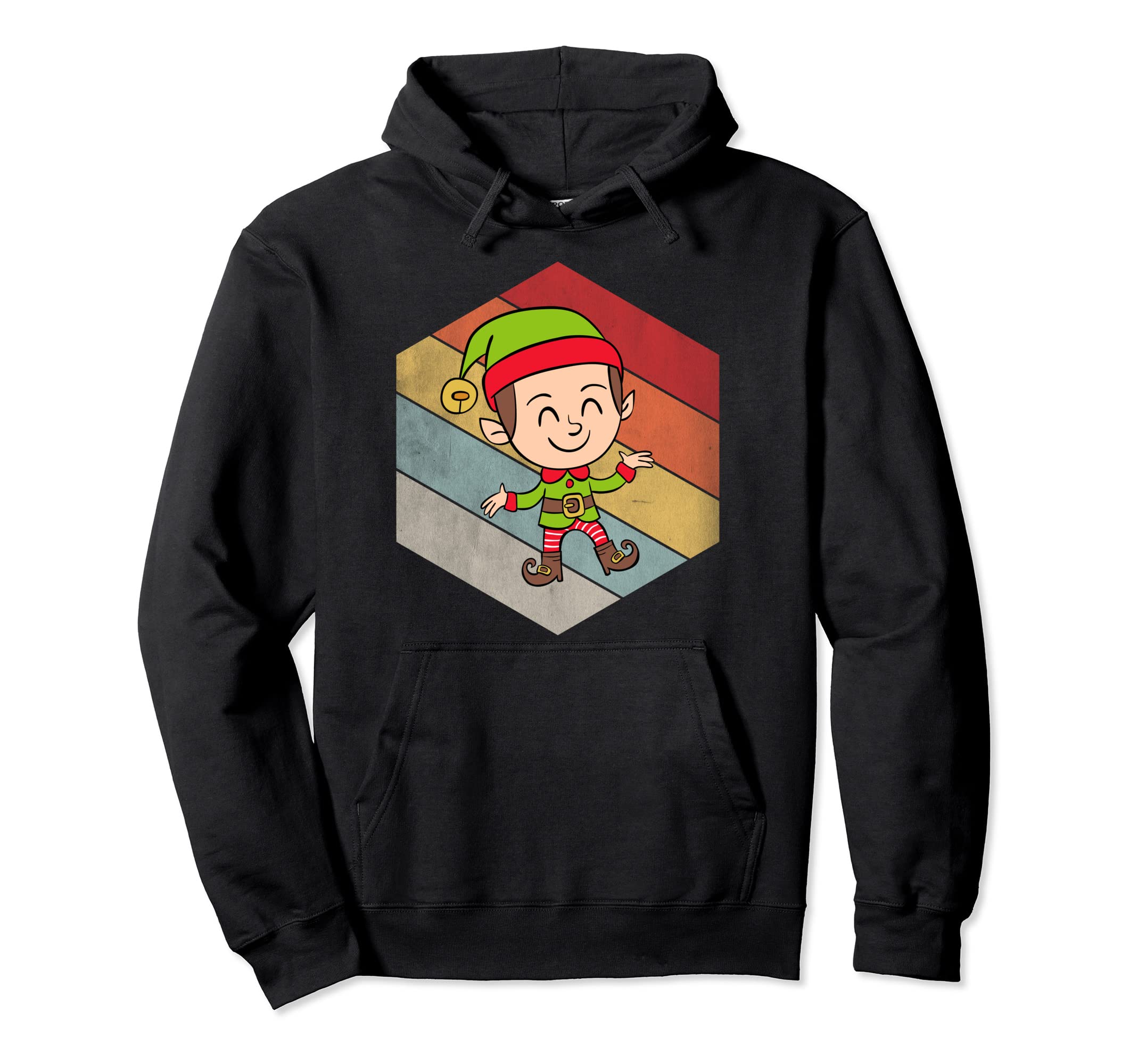Santa Elf Geometric Distressed Hoodie - Custom Art Print for Adults - T-Shirt, Sweatshirt, Hoodie