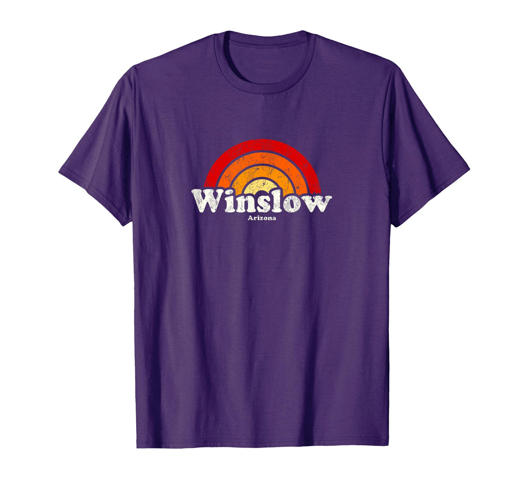 Winslow Arizona Az 70S Rainbow T-Shirt - Fun Novelty Design for Adults - T-Shirt, Sweatshirt, Hoodie