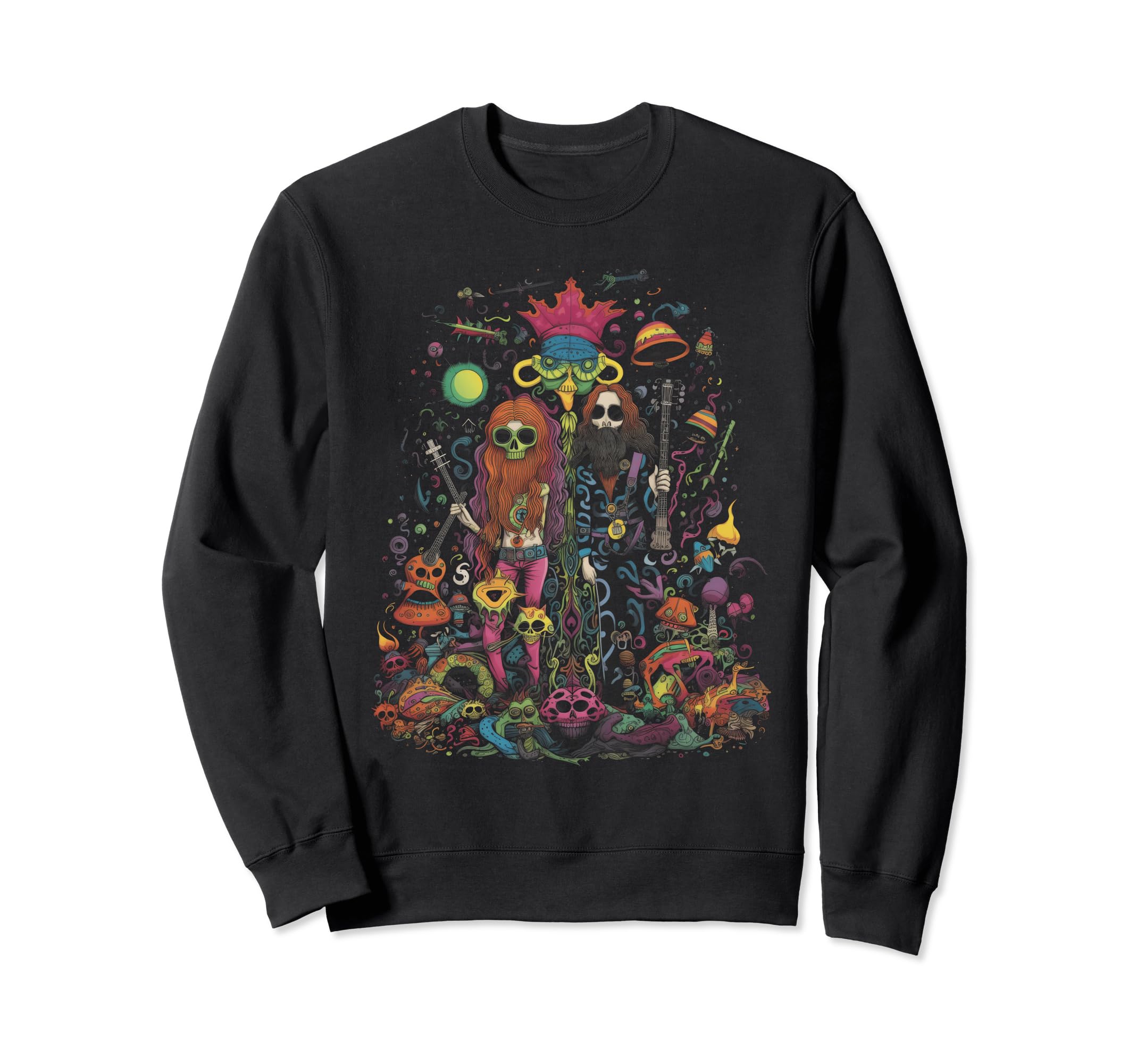 Hippie Boho Skeleton Music 3 Sweatshirt - Streetwear Style for Adults - T-Shirt, Sweatshirt, Hoodie
