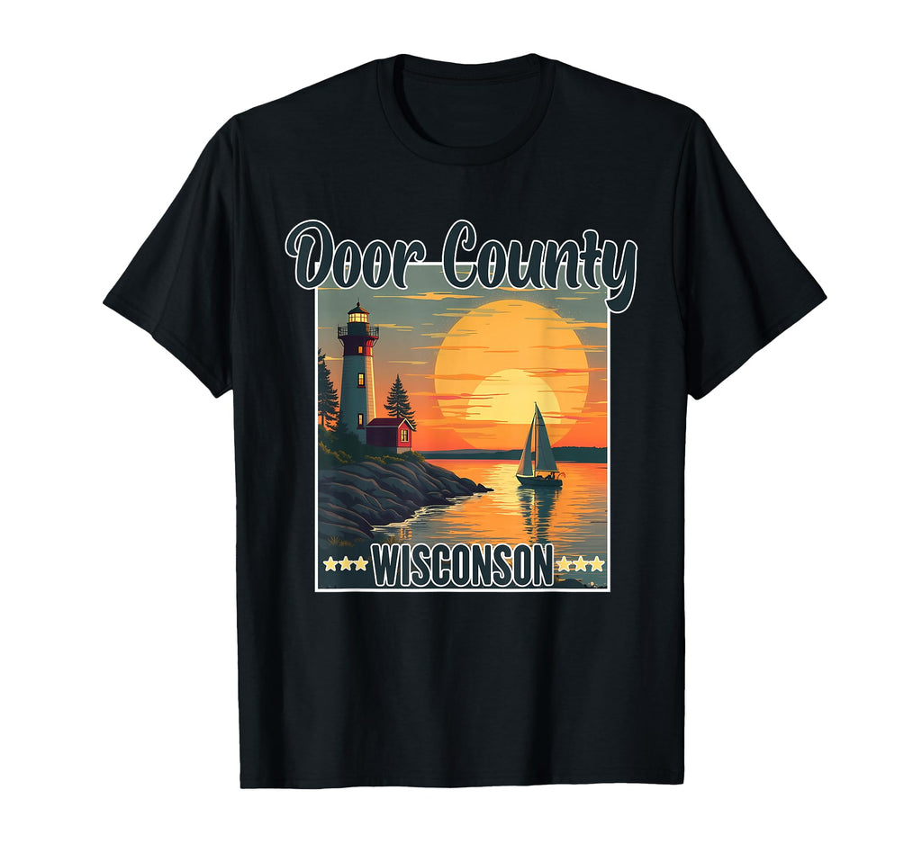 Lighthouse Door County Wisconsin Sunset T-Shirt - Streetwear Style Unisex - T-Shirt, Sweatshirt, Hoodie