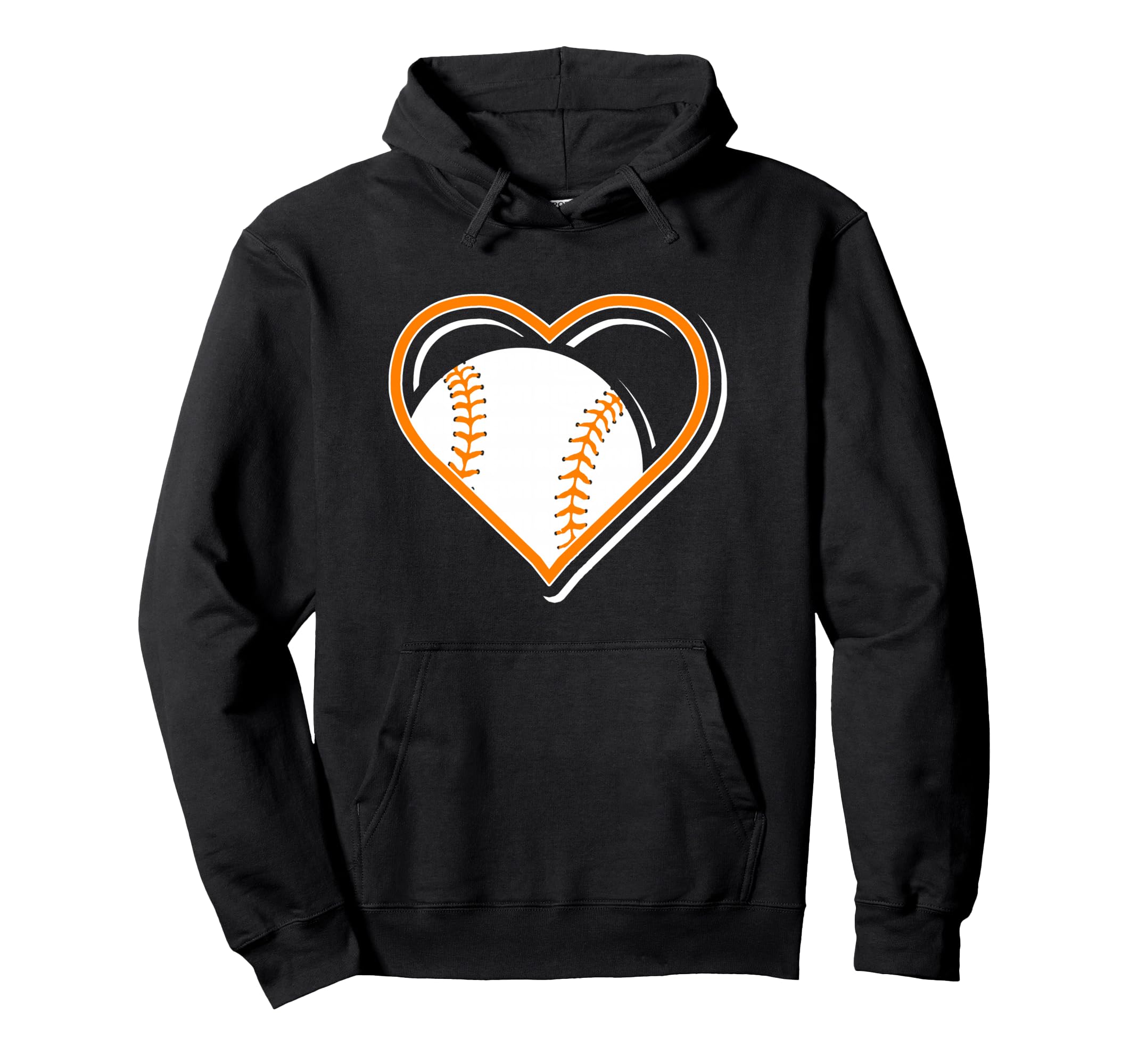 Orange Baseball Heart Baseball Lovers Hoodie - Fun Novelty Design Men Women - T-Shirt, Sweatshirt, Hoodie