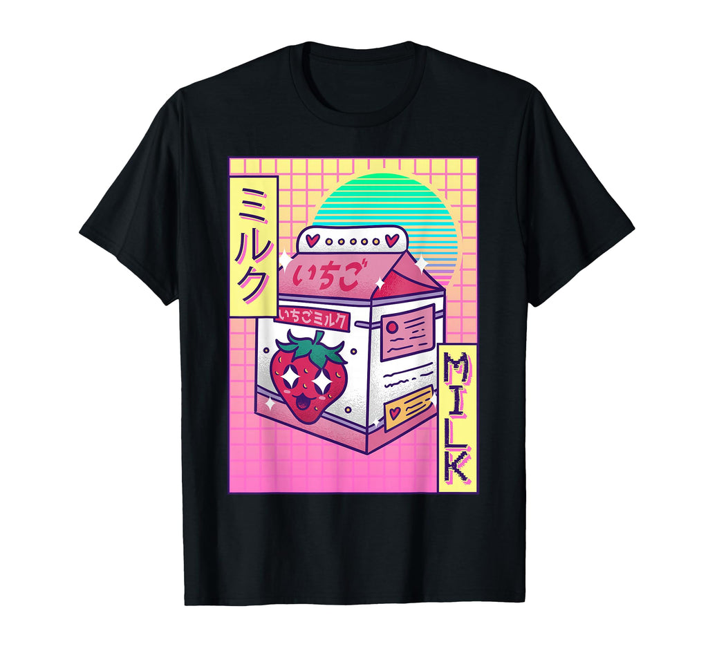 Kawaii Strawberry Milk Carton Japanese T-Shirt - Streetwear Style Unisex - T-Shirt, Sweatshirt, Hoodie