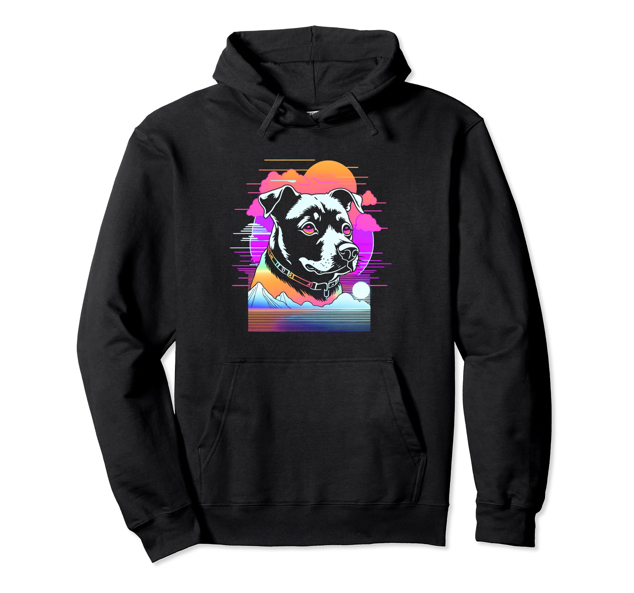 Inspired Vaporwave Aesthetic Dog Hoodie - Fun Novelty Design Men Women - T-Shirt, Sweatshirt, Hoodie