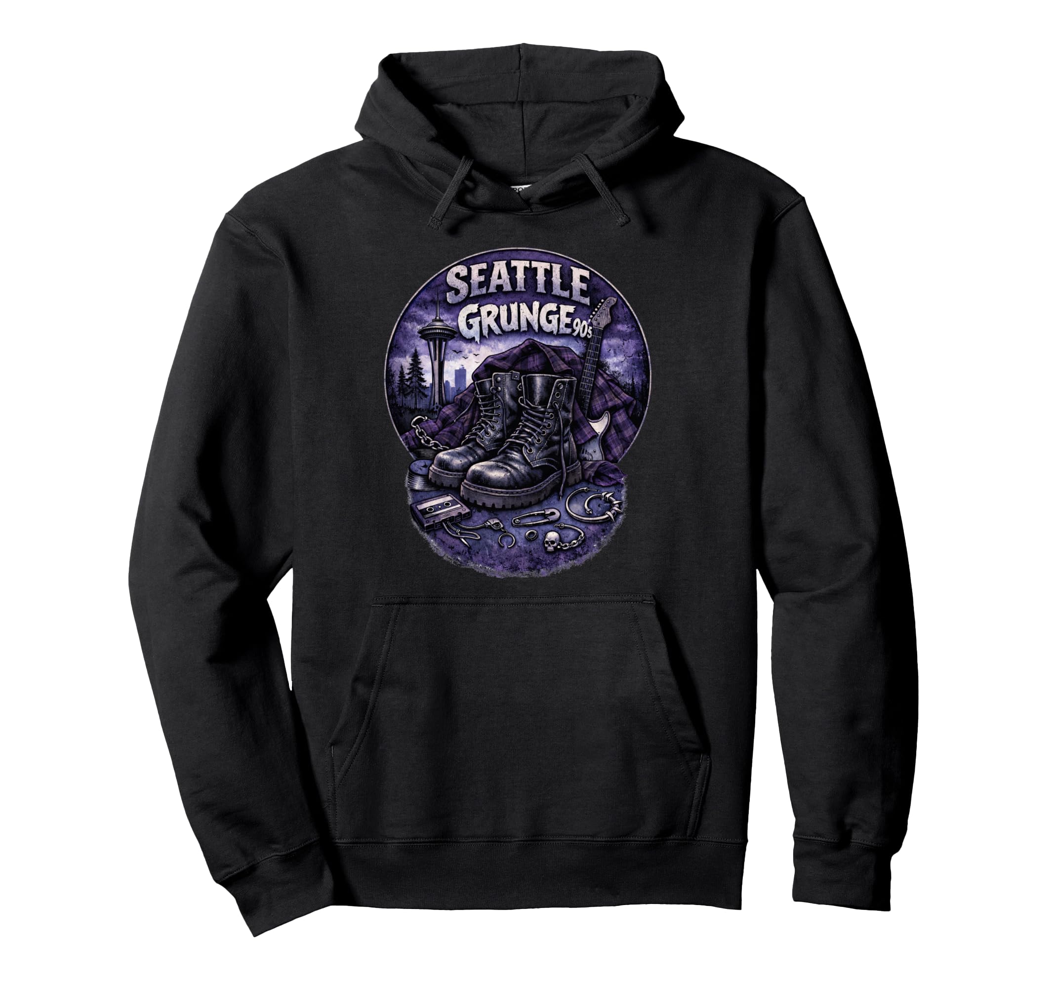 Seattle Grunge Music 90S Hoodie - Graphic Print Unisex - T-Shirt, Sweatshirt, Hoodie