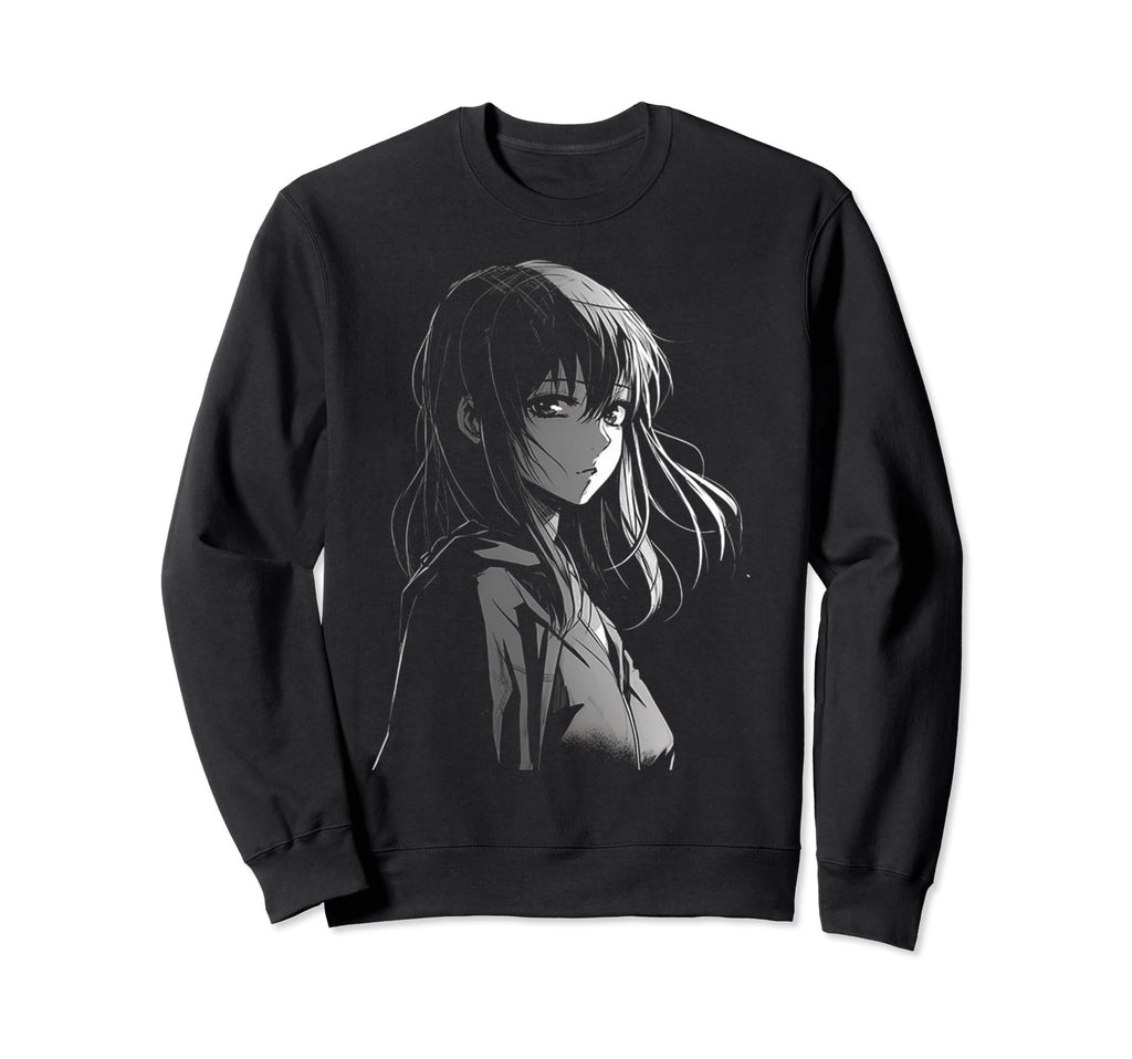 Sad Anime Goth Aesthetic Japanese Sweatshirt - Unique Graphic Unisex - T-Shirt, Sweatshirt, Hoodie