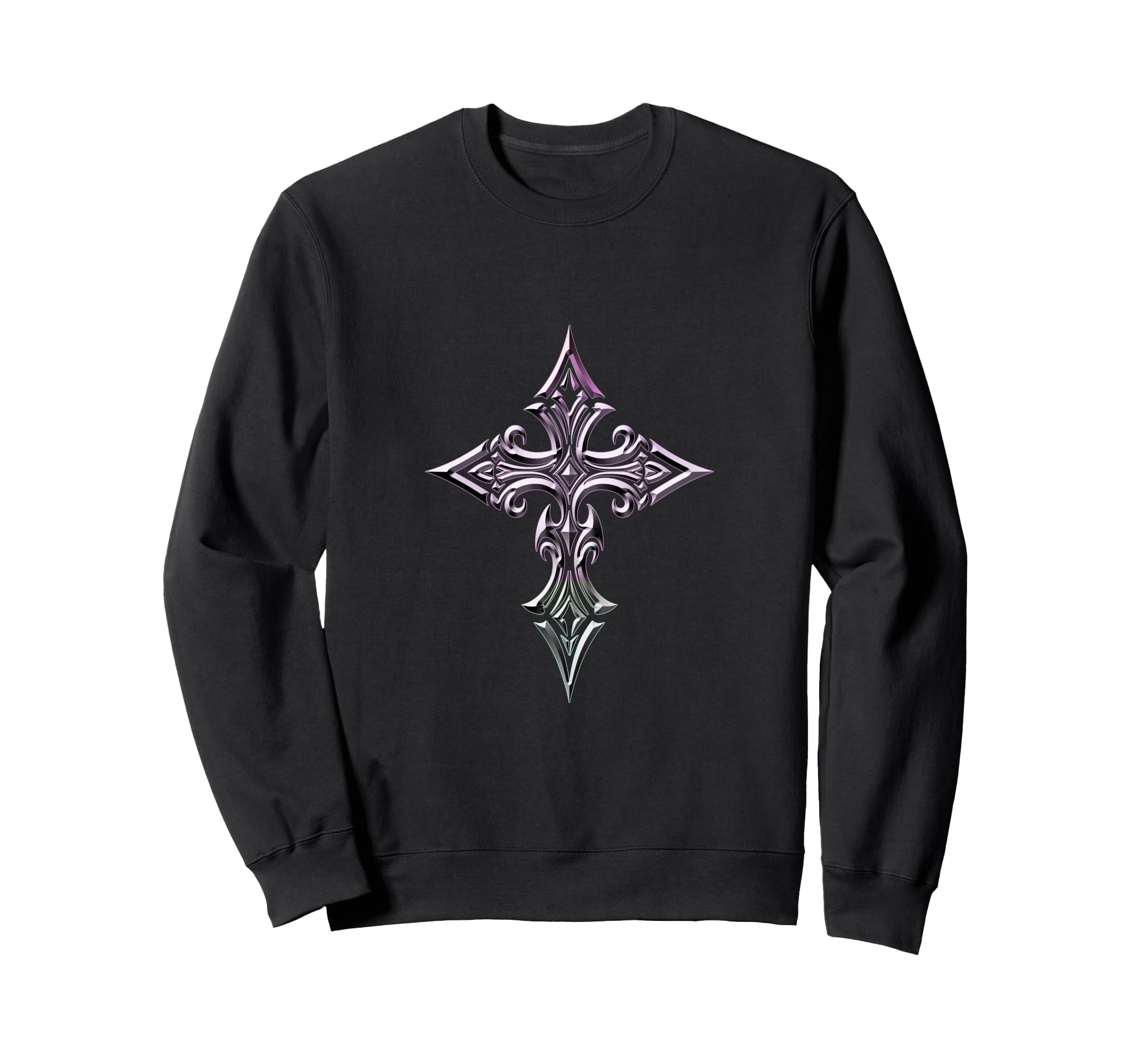 Gothic Cross Minimal Y2K Sweatshirt - Custom Art Print Men Women - T-Shirt, Sweatshirt, Hoodie