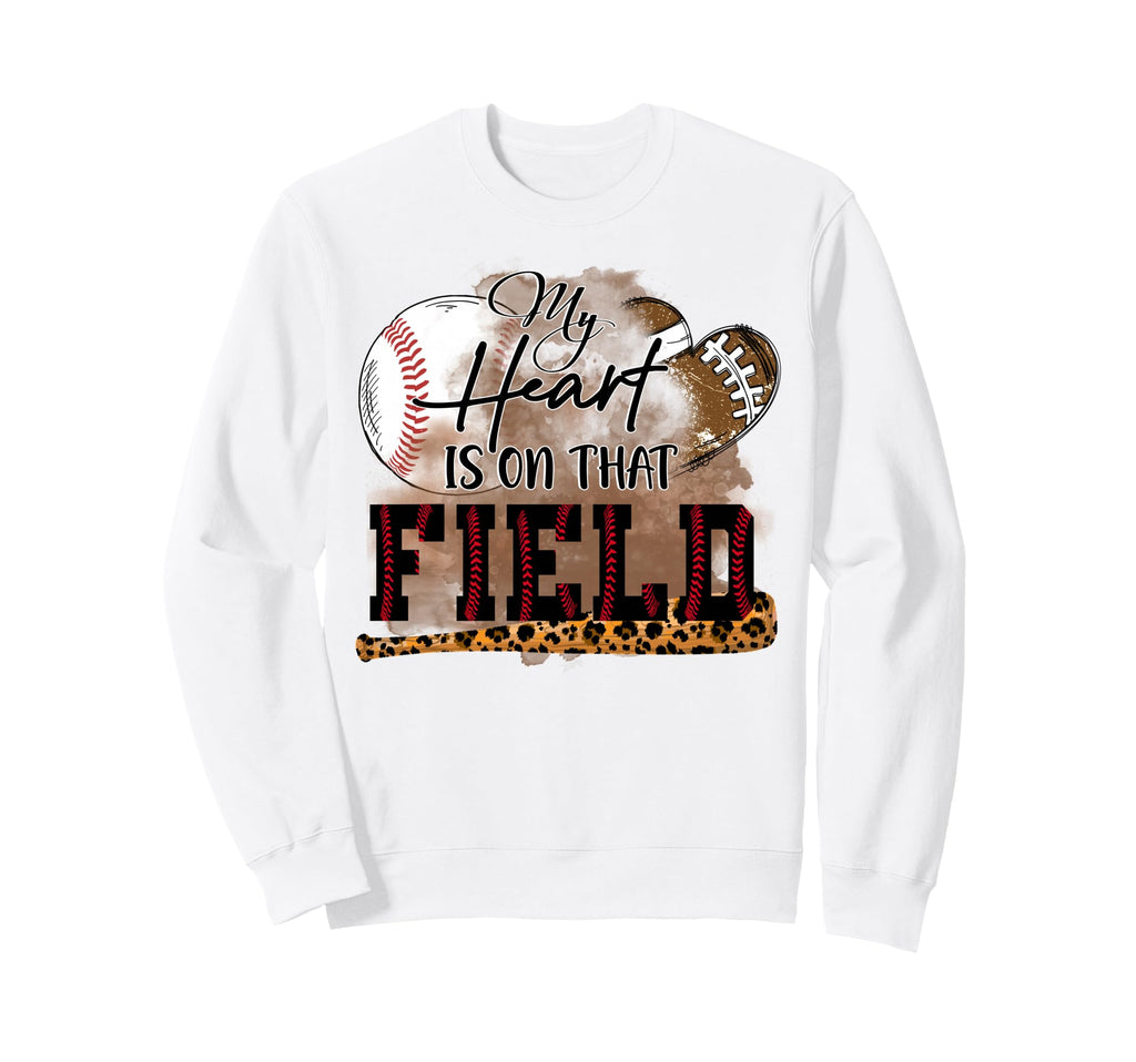 My Heart Is Field Baseball Mom Sport Sweatshirt - Unique Graphic Men Women - T-Shirt, Sweatshirt, Hoodie