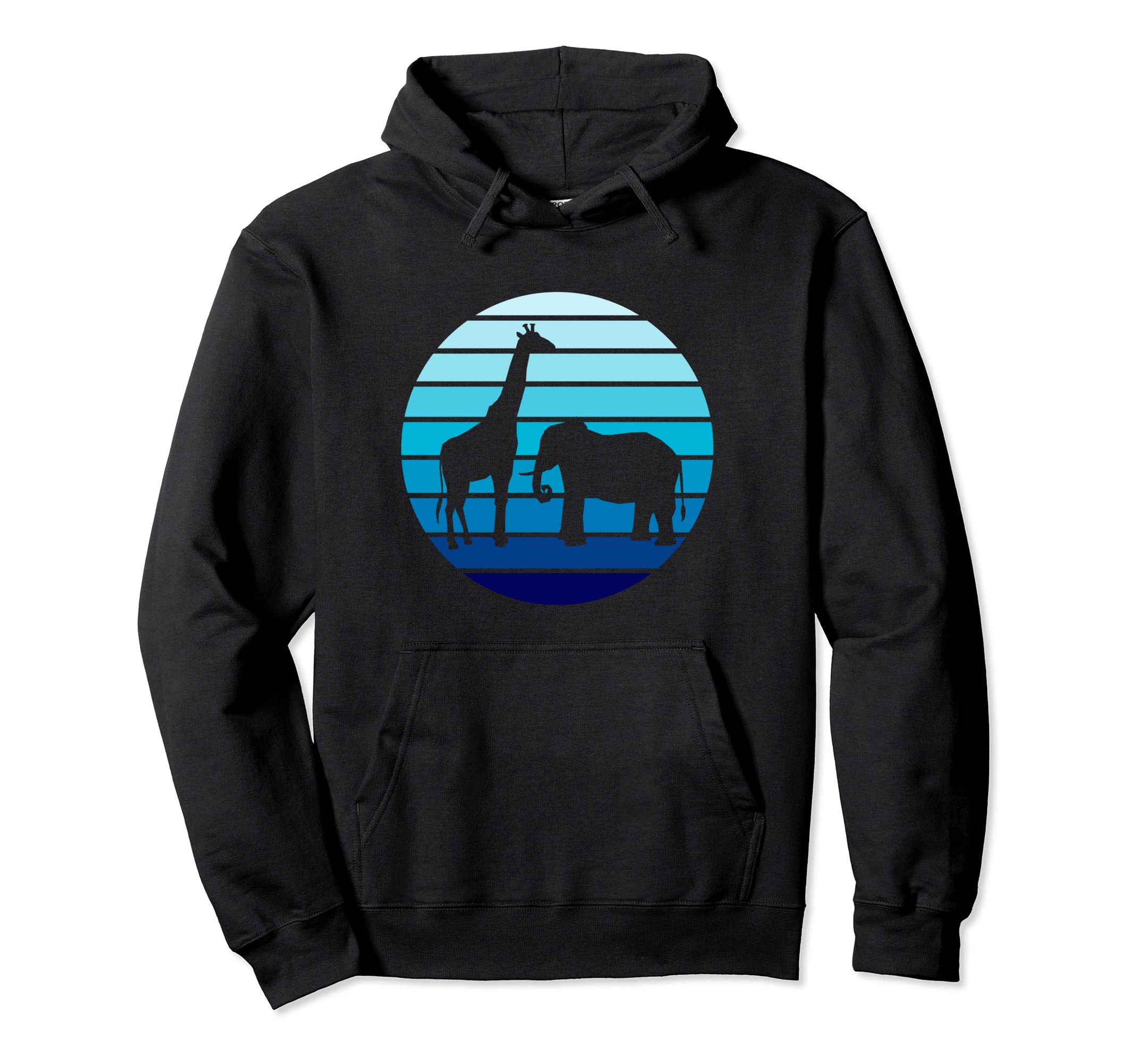 Elephant Giraffe Sunset Hoodie - Streetwear Style for Adults - T-Shirt, Sweatshirt, Hoodie