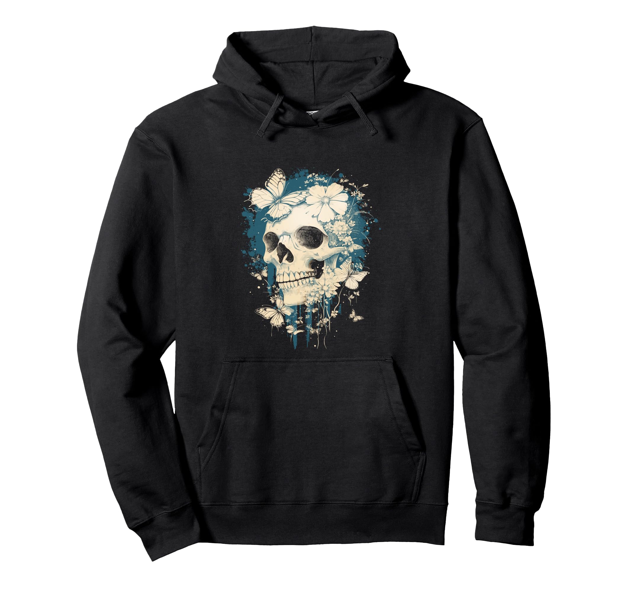 Fairy Grunge Skulls Dainty Butterflies Hoodie - Fun Novelty Design Unisex - T-Shirt, Sweatshirt, Hoodie