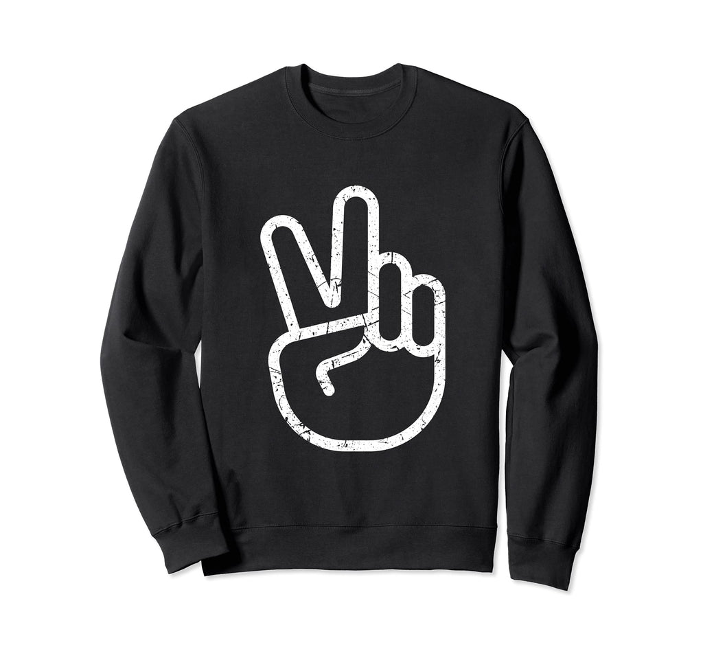 Hand Peace Sign Distressed Hippie Sweatshirt - Fun Novelty Design Unisex - T-Shirt, Sweatshirt, Hoodie