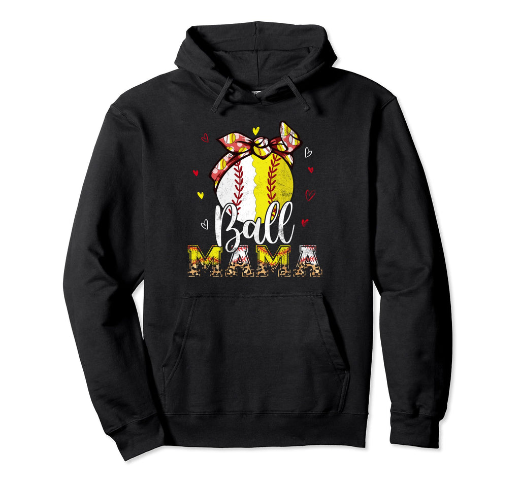 Softball Baseball Ball Mama Bandana Hoodie - Aesthetic Graphic for Adults - T-Shirt, Sweatshirt, Hoodie