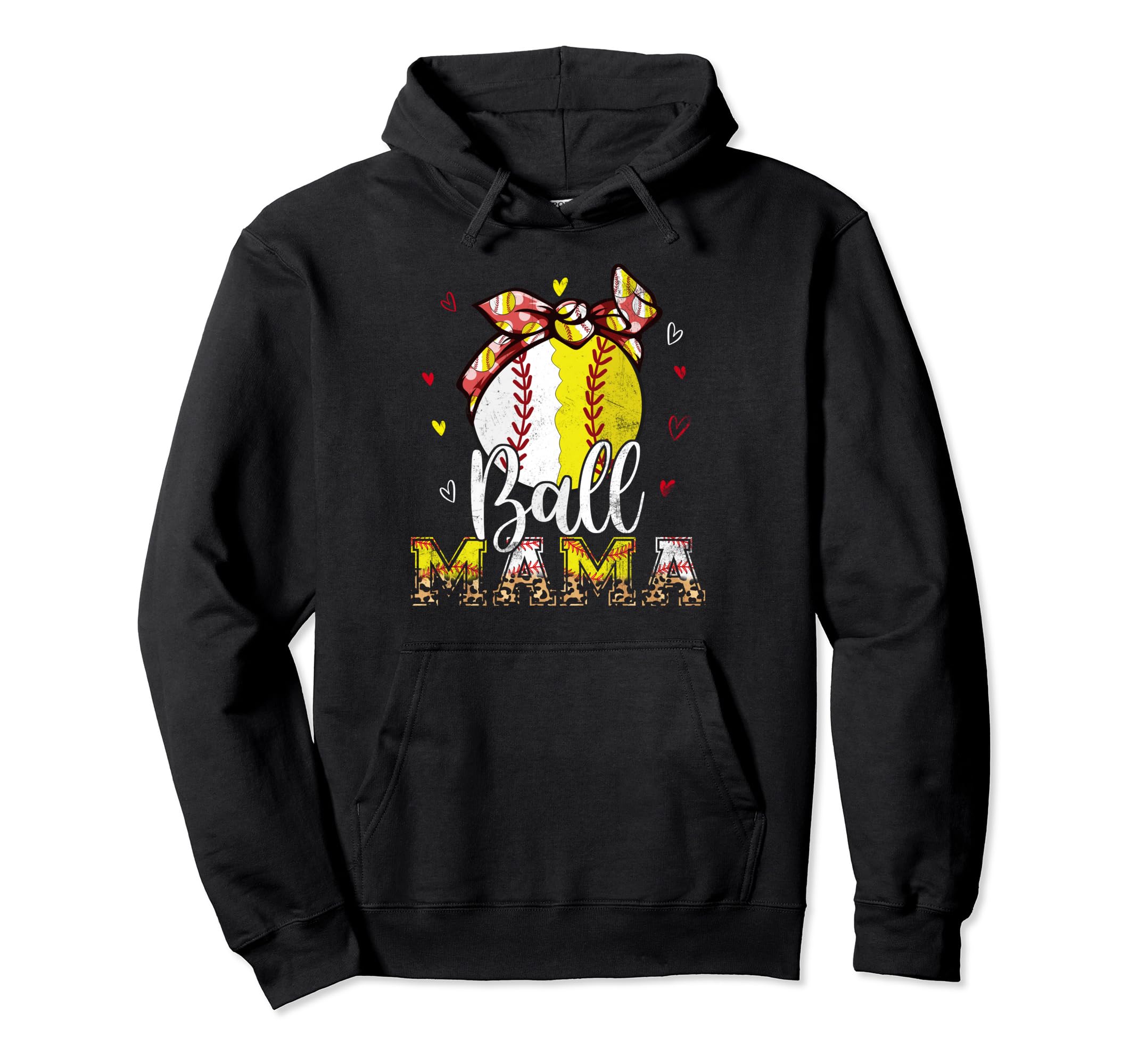 Softball Baseball Ball Mama Bandana Hoodie - Aesthetic Graphic for Adults - T-Shirt, Sweatshirt, Hoodie