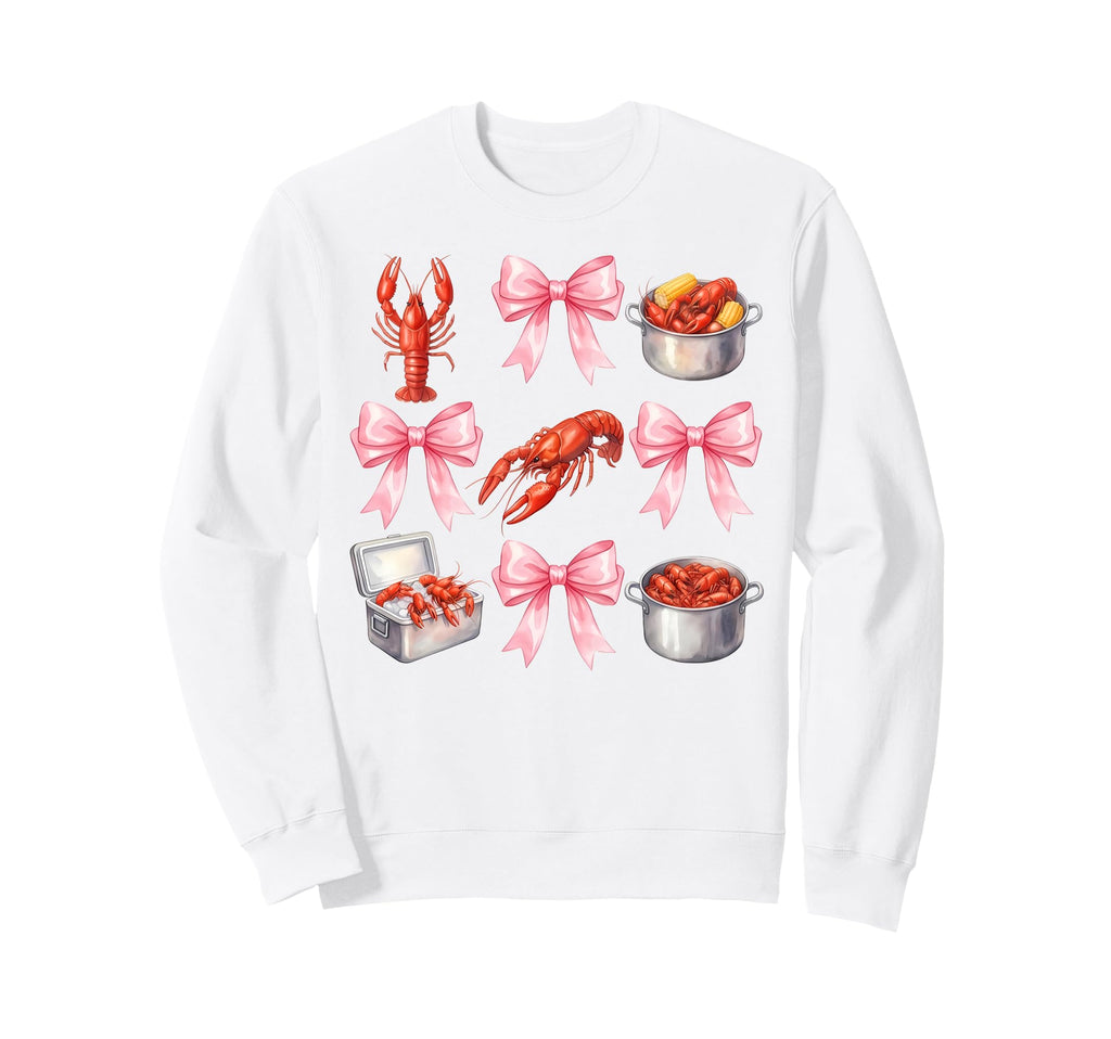 Funny Bow Coquette Crawfish Boil Y2K Sweatshirt - Minimalist Print Unisex - T-Shirt, Sweatshirt, Hoodie