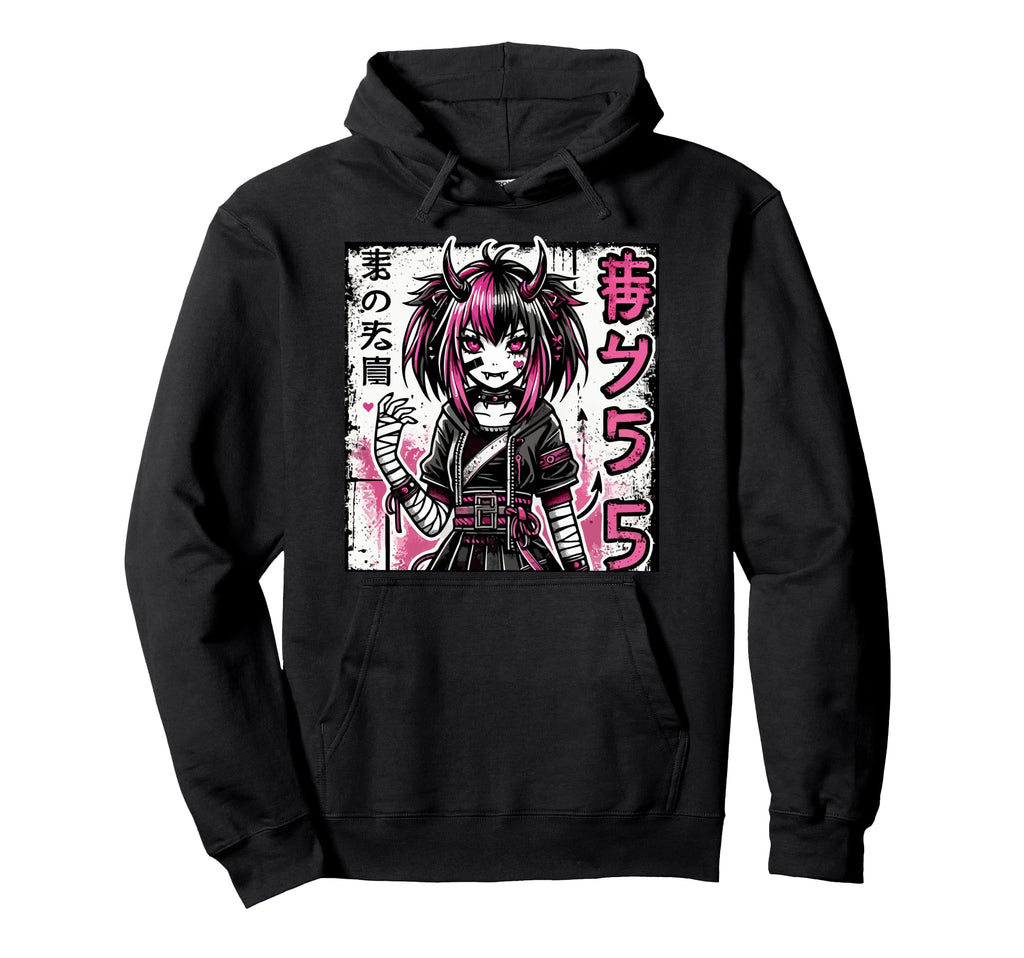 Goth Grunge Demon Anime Waifu Horror Alt Hoodie - Graphic Print Unisex - T-Shirt, Sweatshirt, Hoodie